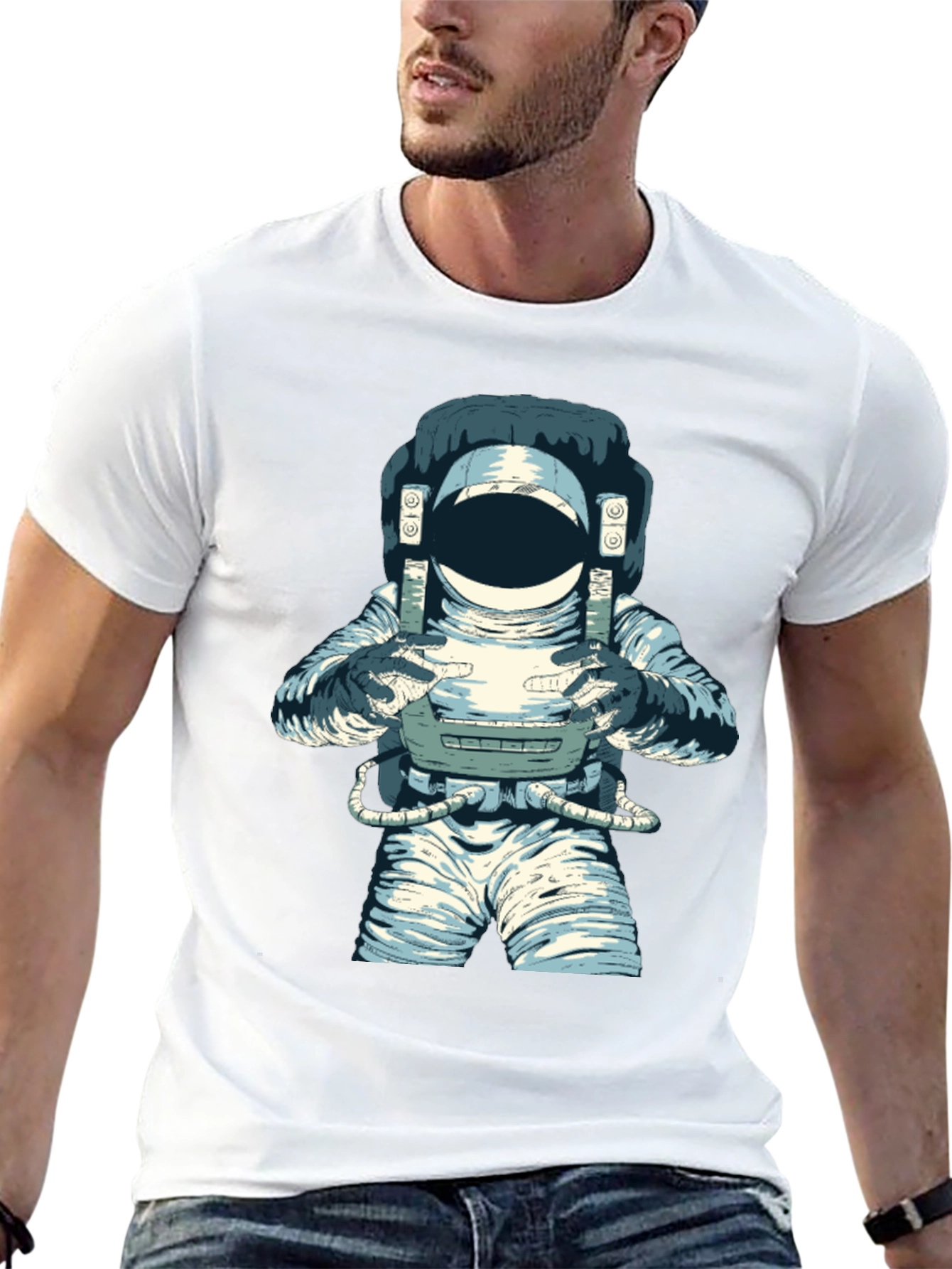 Astronaut Graphic Tee - Black Cotton Blend
