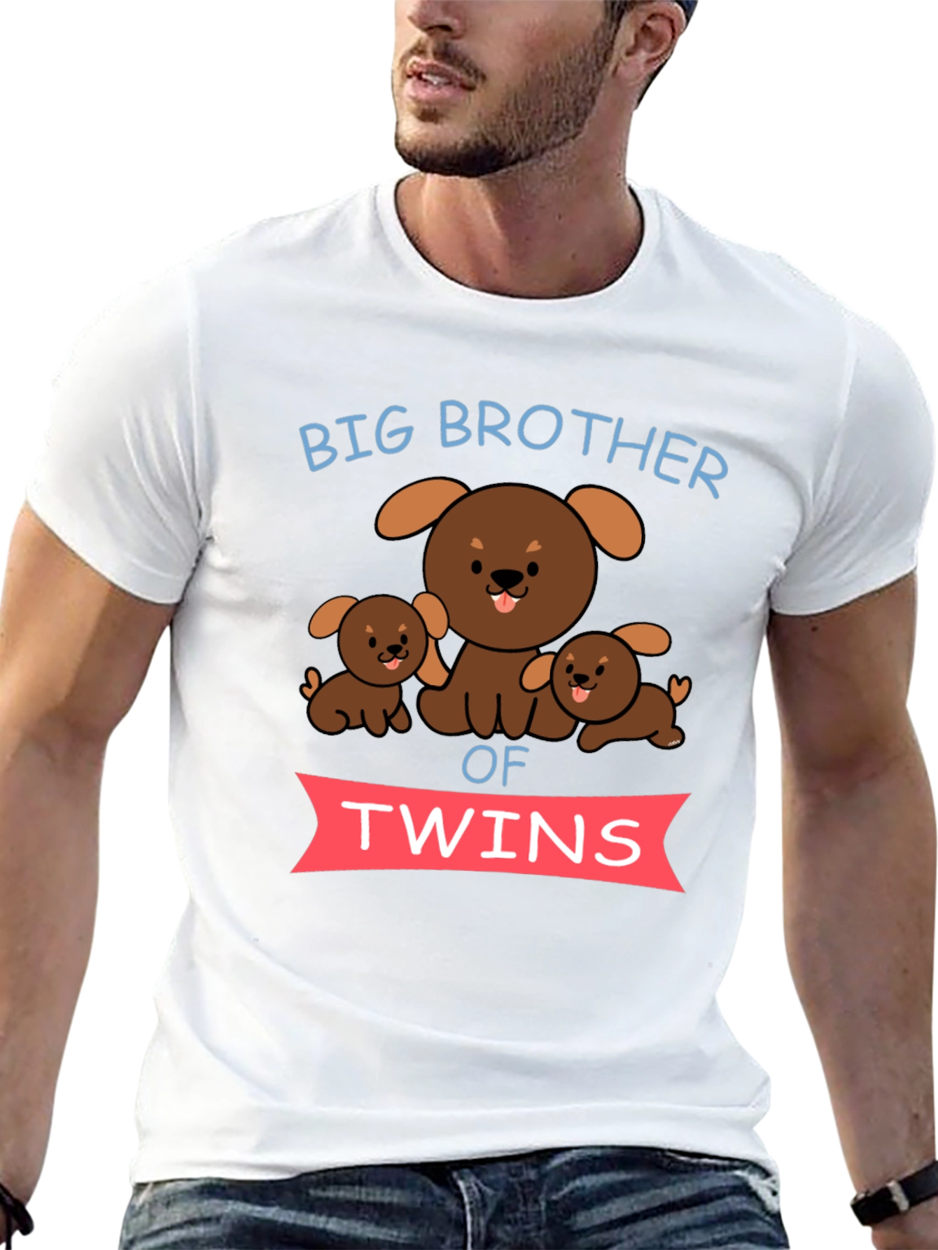 Big Brother of Twins Dog Graphic T-Shirt