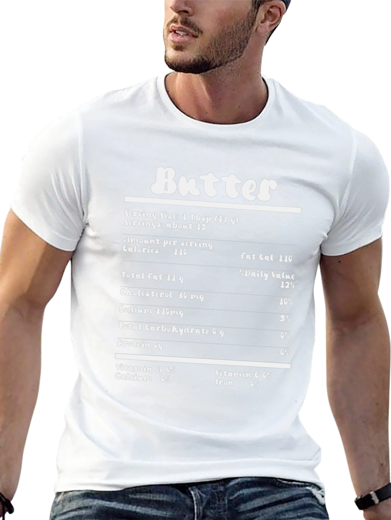 Butter Nutrition Facts Funny Black Graphic T-Shirt
