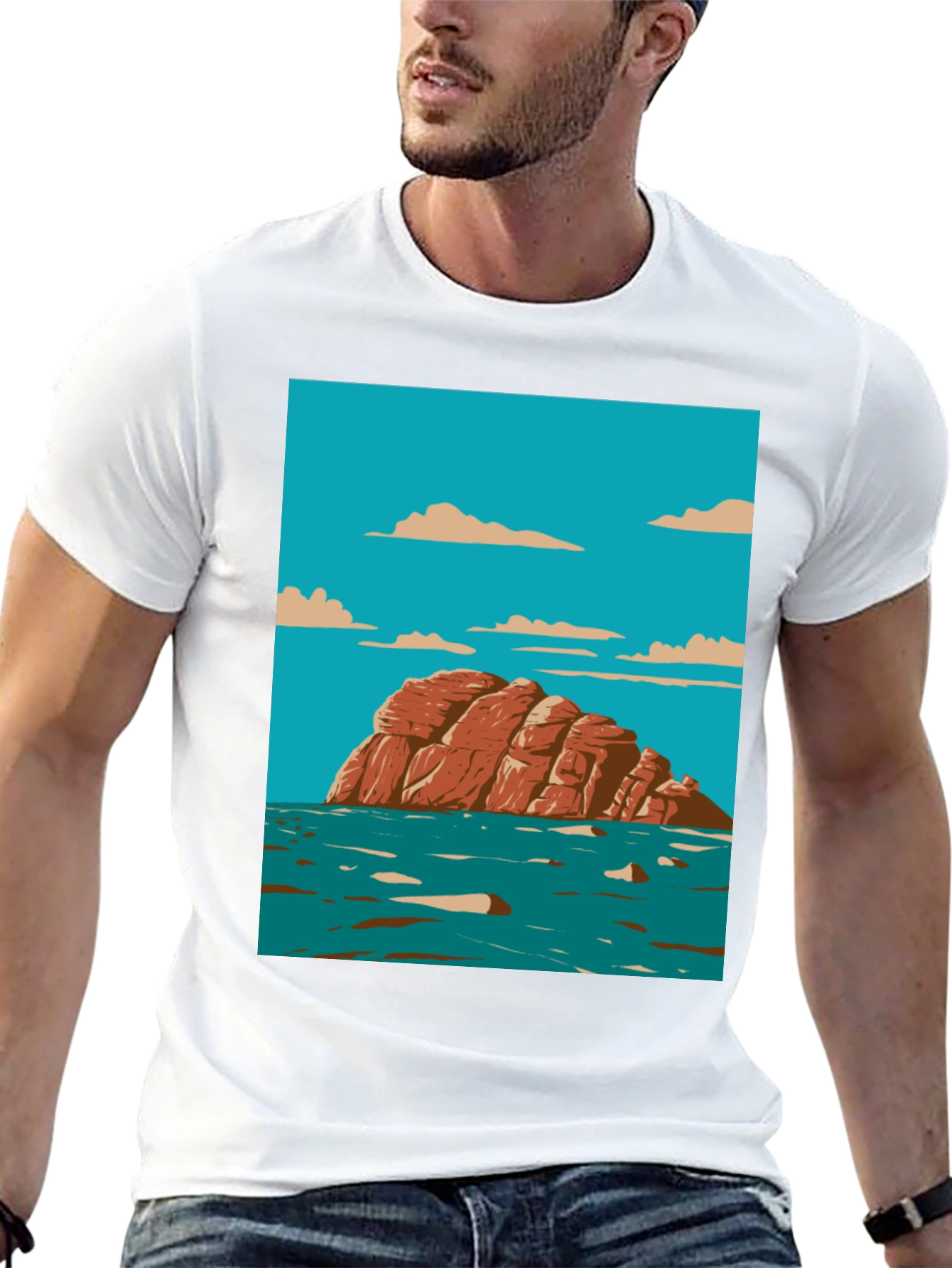 Scenic Rock Island Graphic Tee - Stylish Comfort