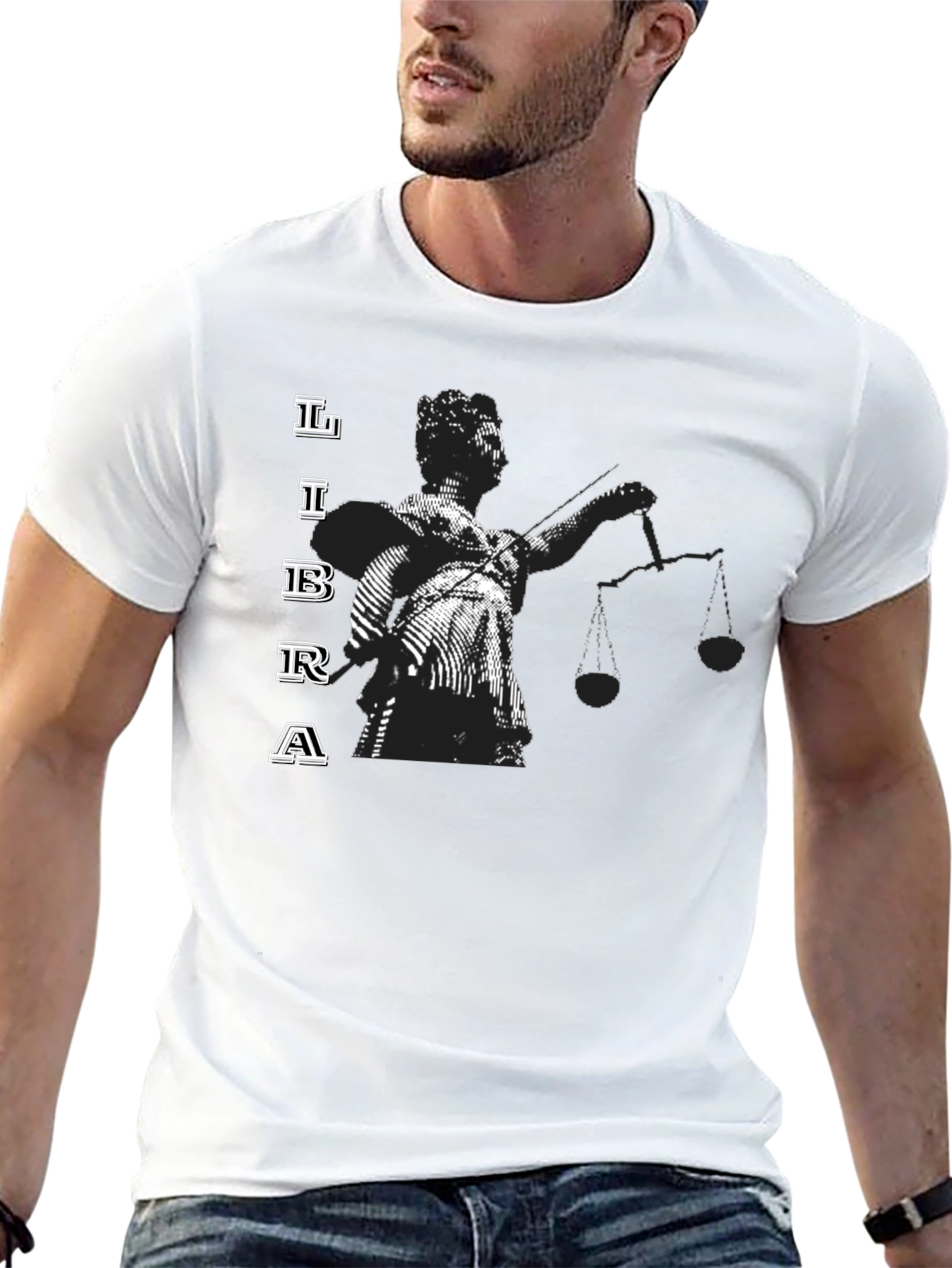 Libra Zodiac Graphic T-Shirt - Black