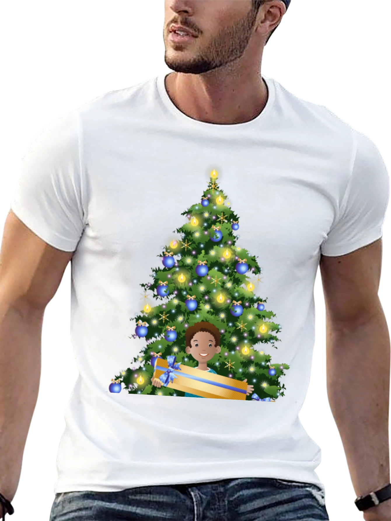 Festive Christmas Tree & Boy Graphic Tee