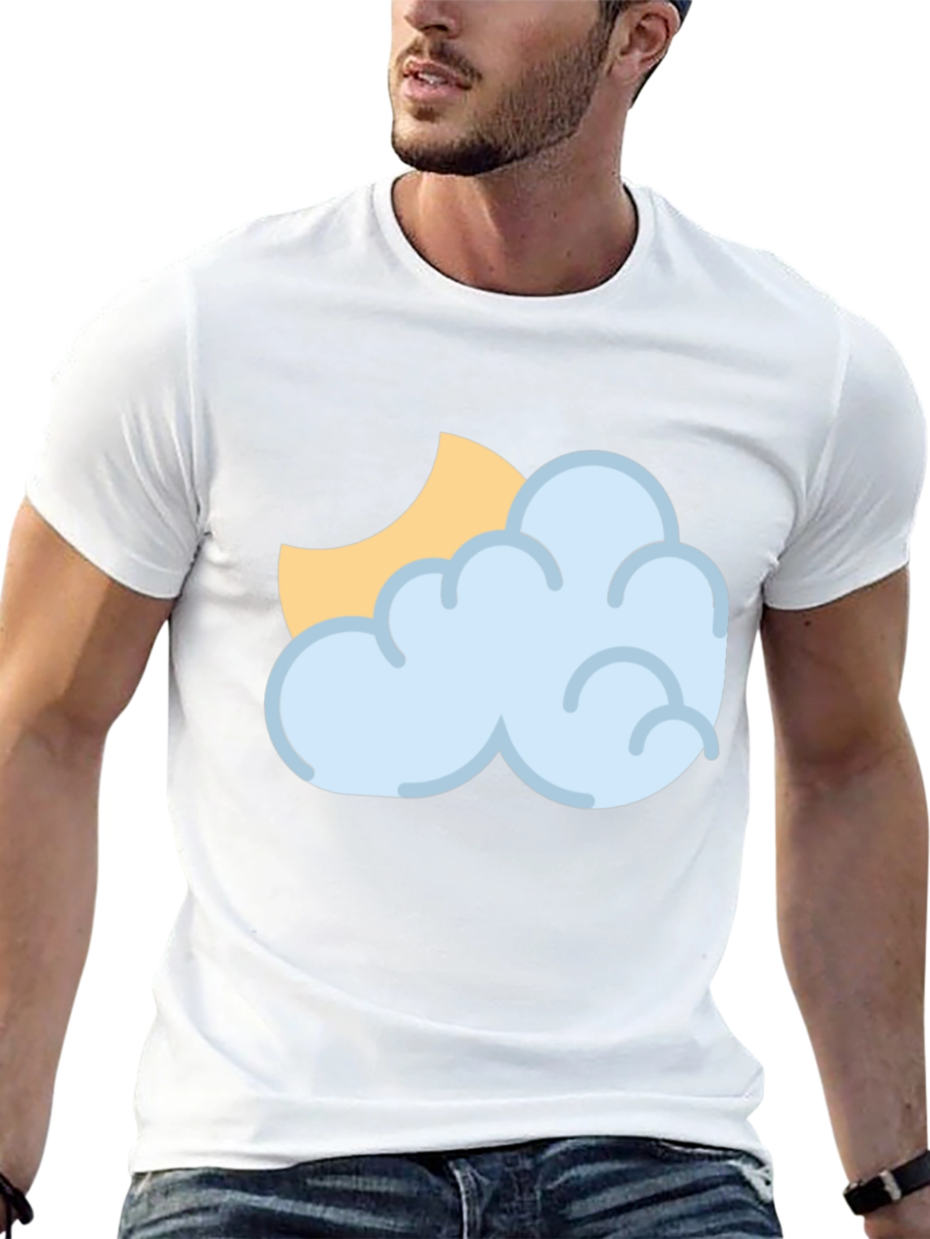 Cloud & Moon Graphic Tee - Black Casual T-Shirt