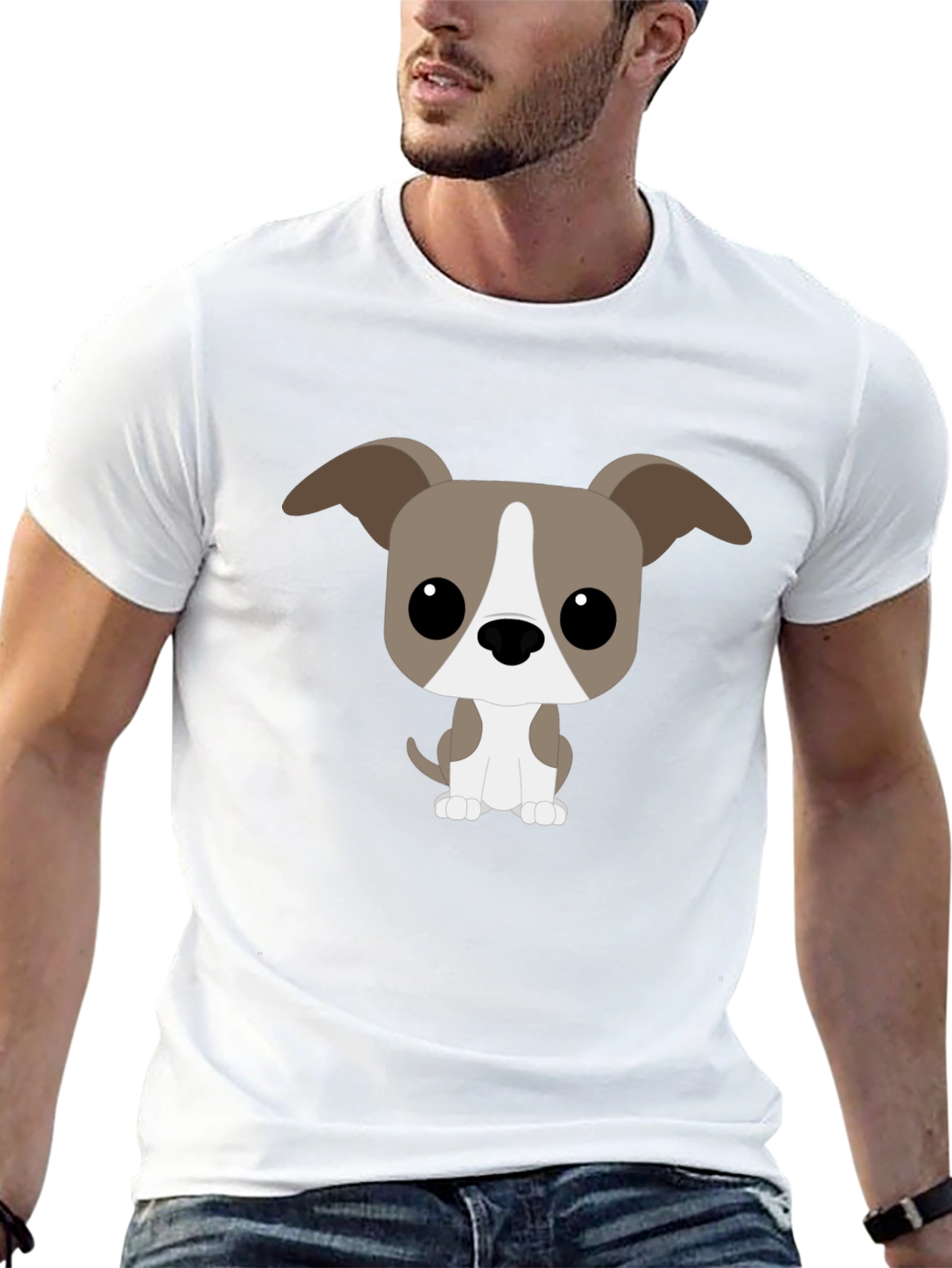 Cartoon Dog Graphic Tee - Black T-Shirt