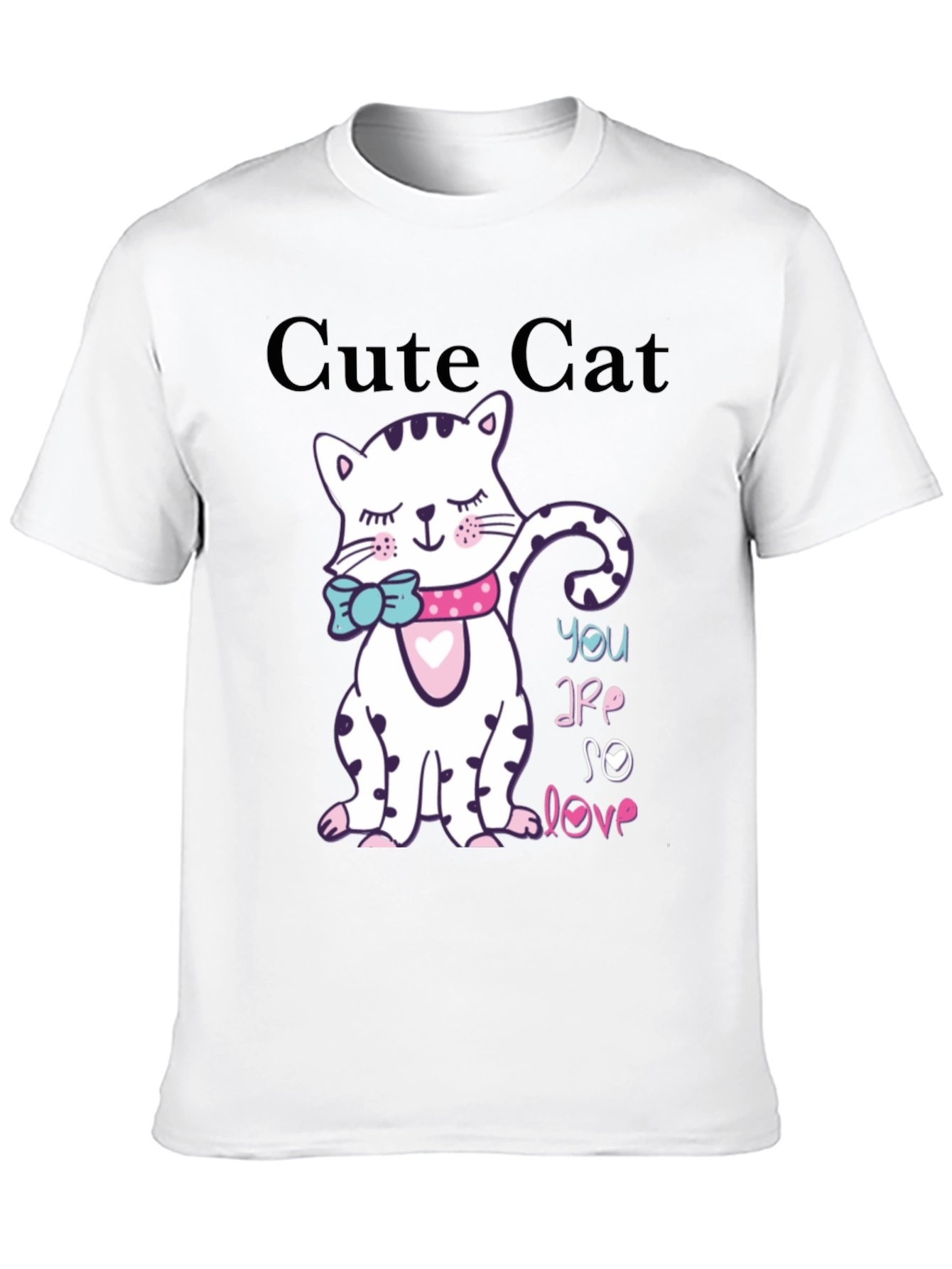 Cute Cat Graphic Black T-Shirt