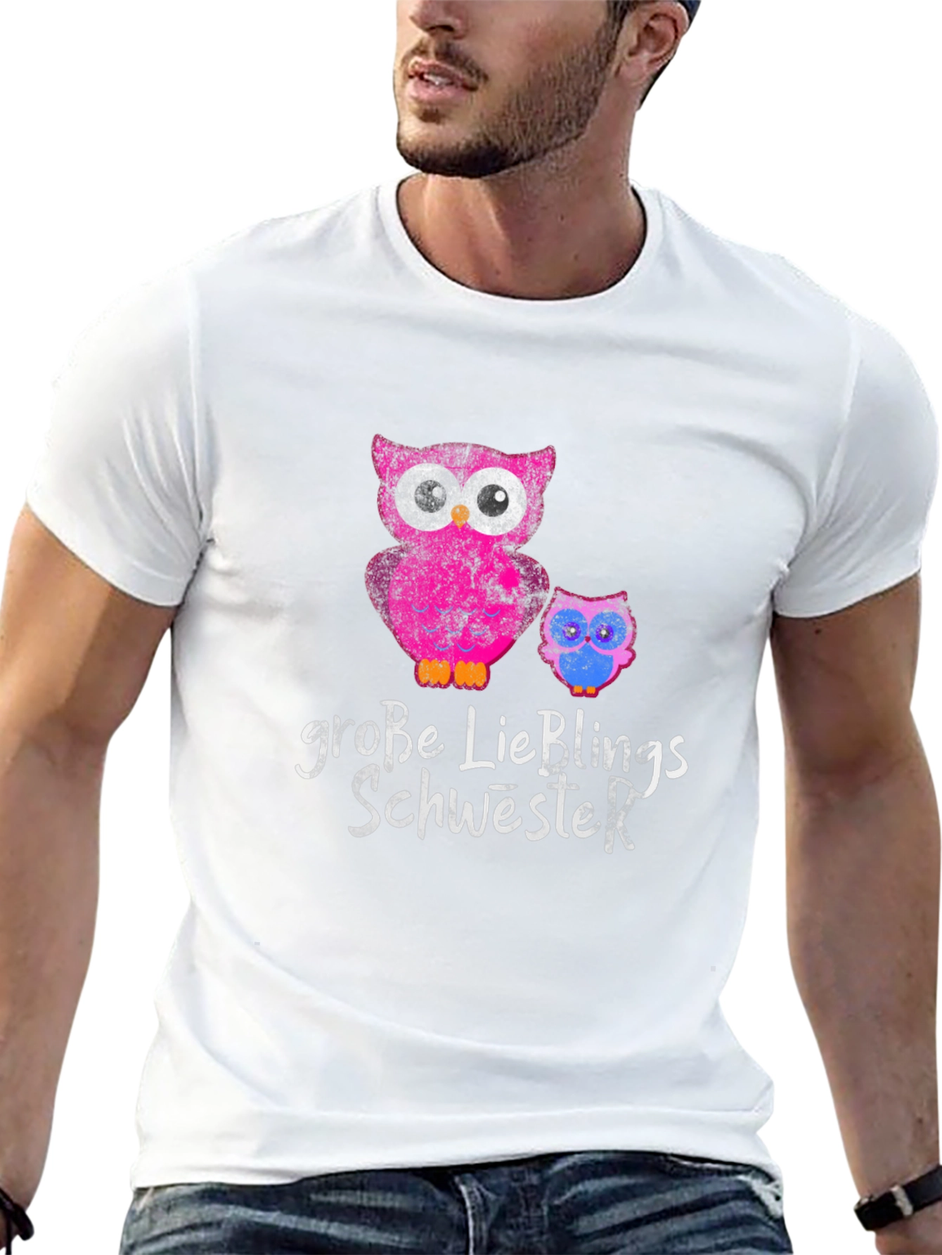 Große Lieblings Schwester Owl T-Shirt