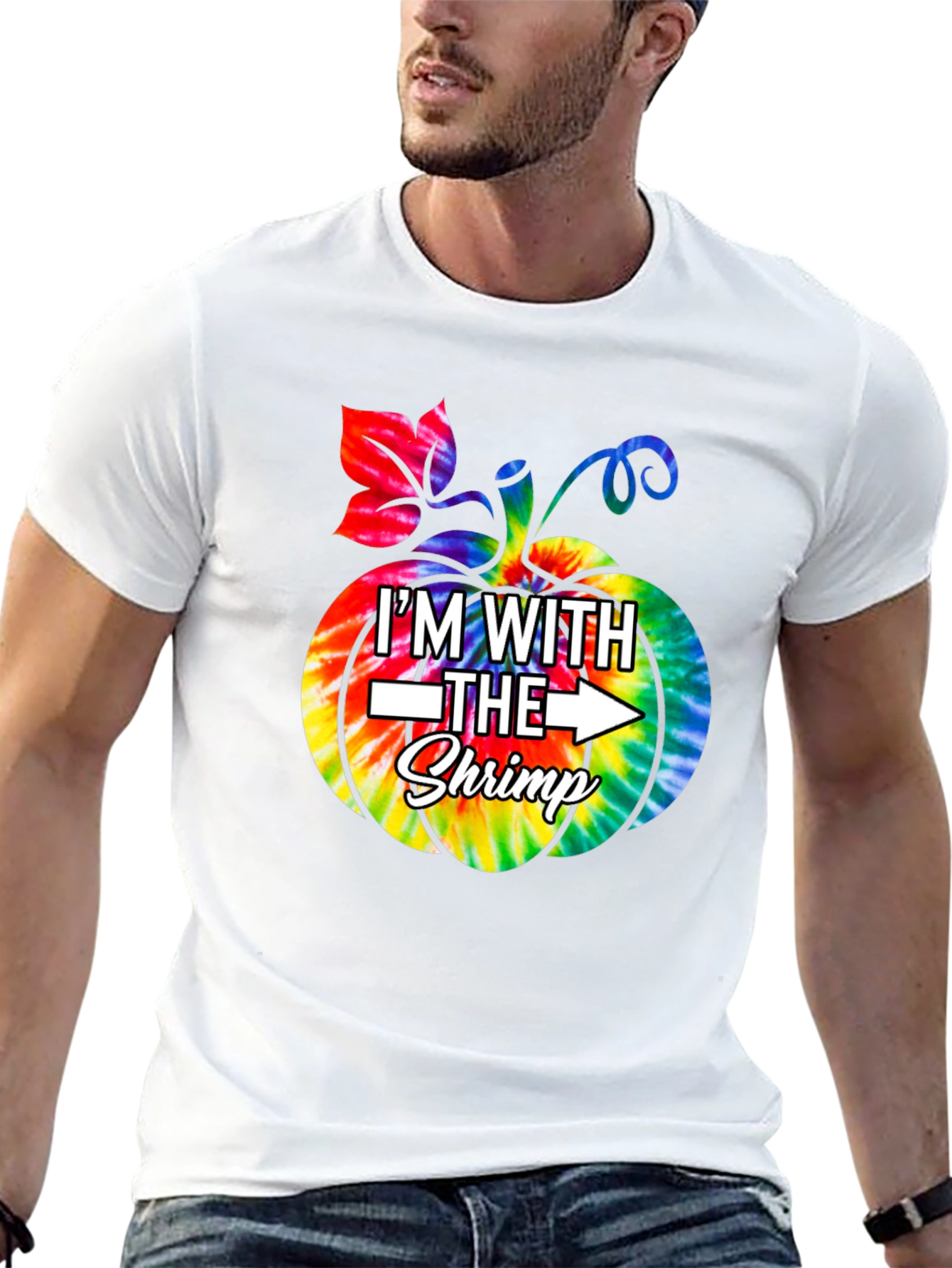Im With The Shrimp Tie-Dye Pumpkin T-Shirt