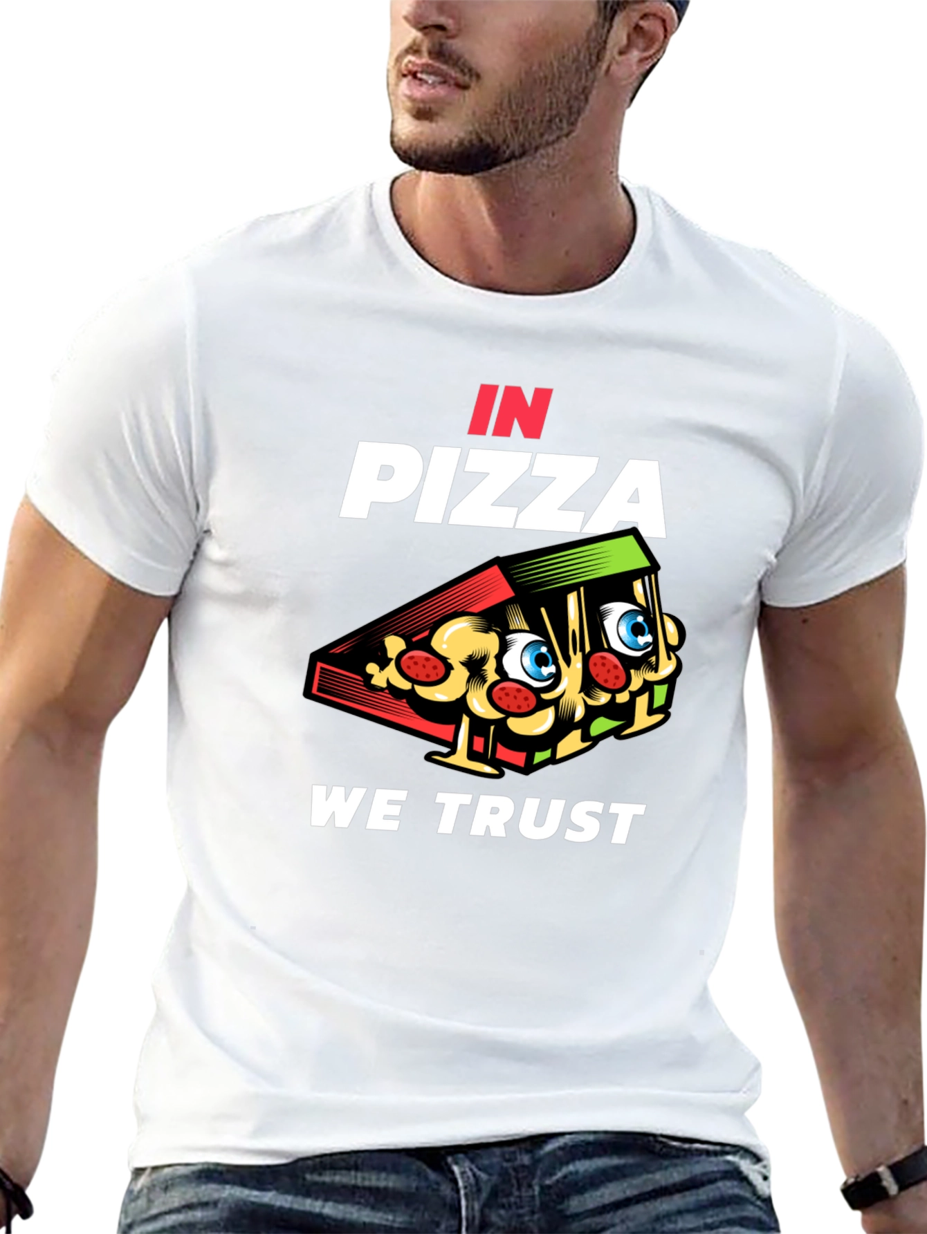 In Pizza We Trust Black Graphic Tee