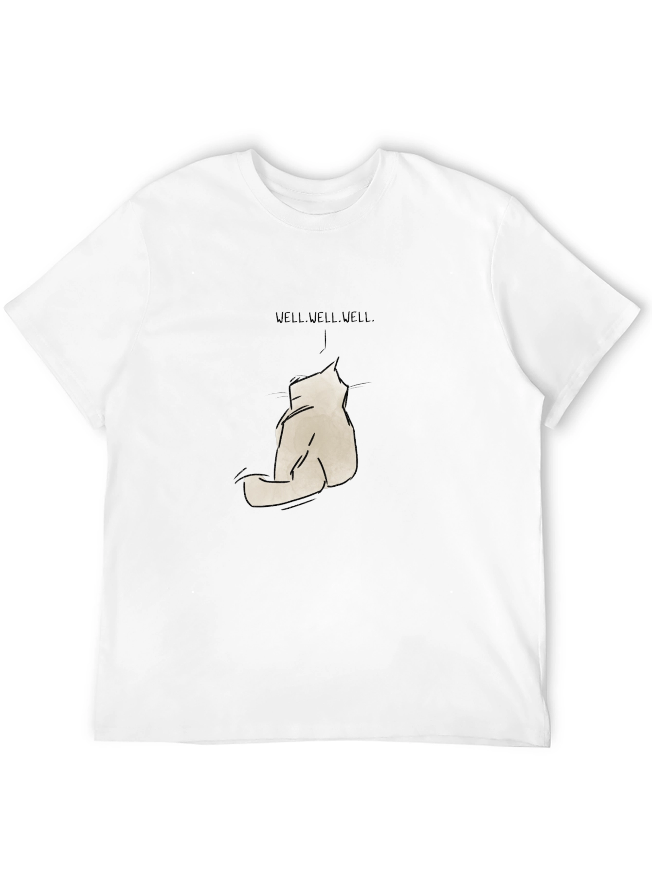 Minimalist Cat Sketch Graphic Black T-Shirt