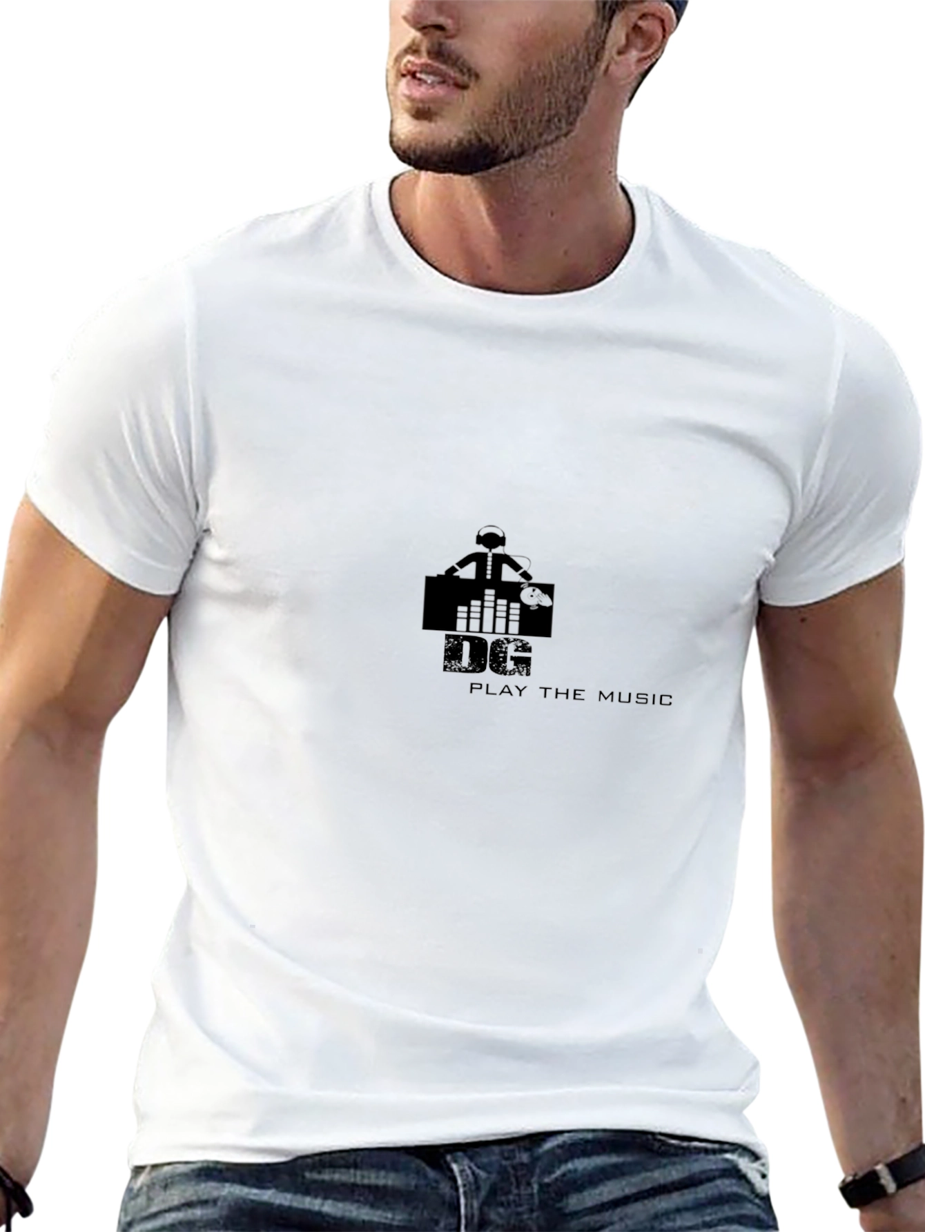 DJ Play the Music Black Graphic Tee
