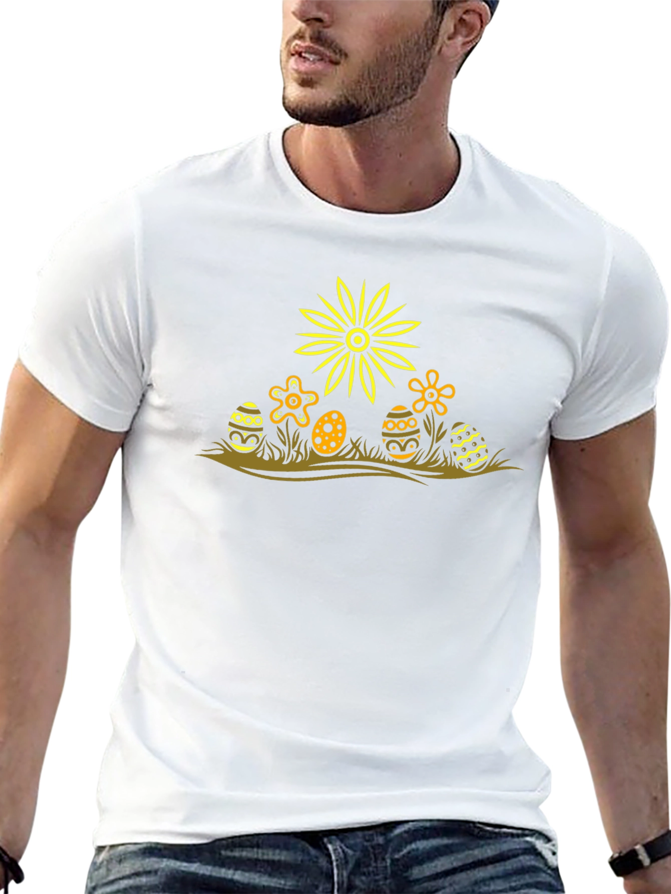 Easter Egg Flower Graphic Tee - Black