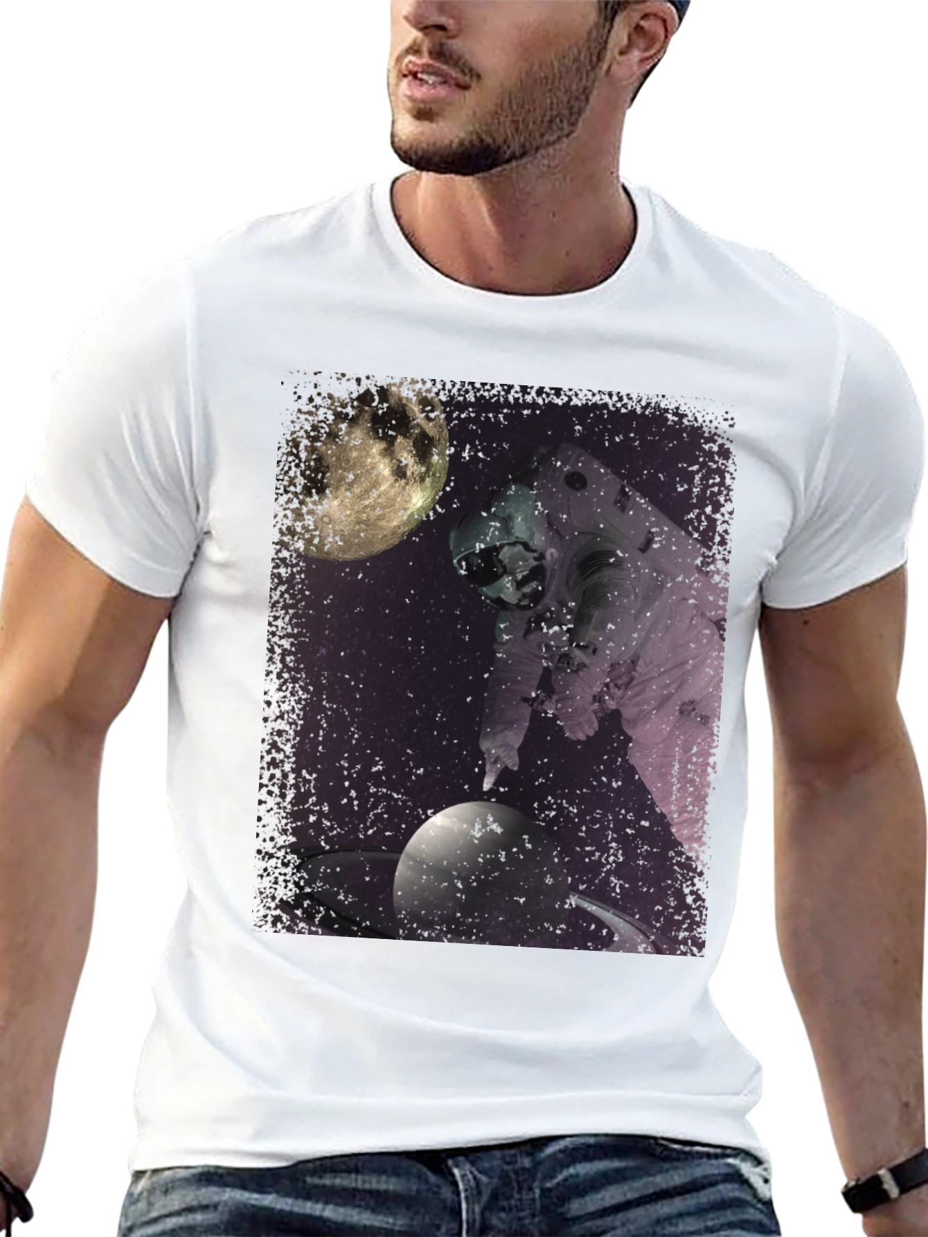 Astronaut Space Saturn Graphic T-Shirt