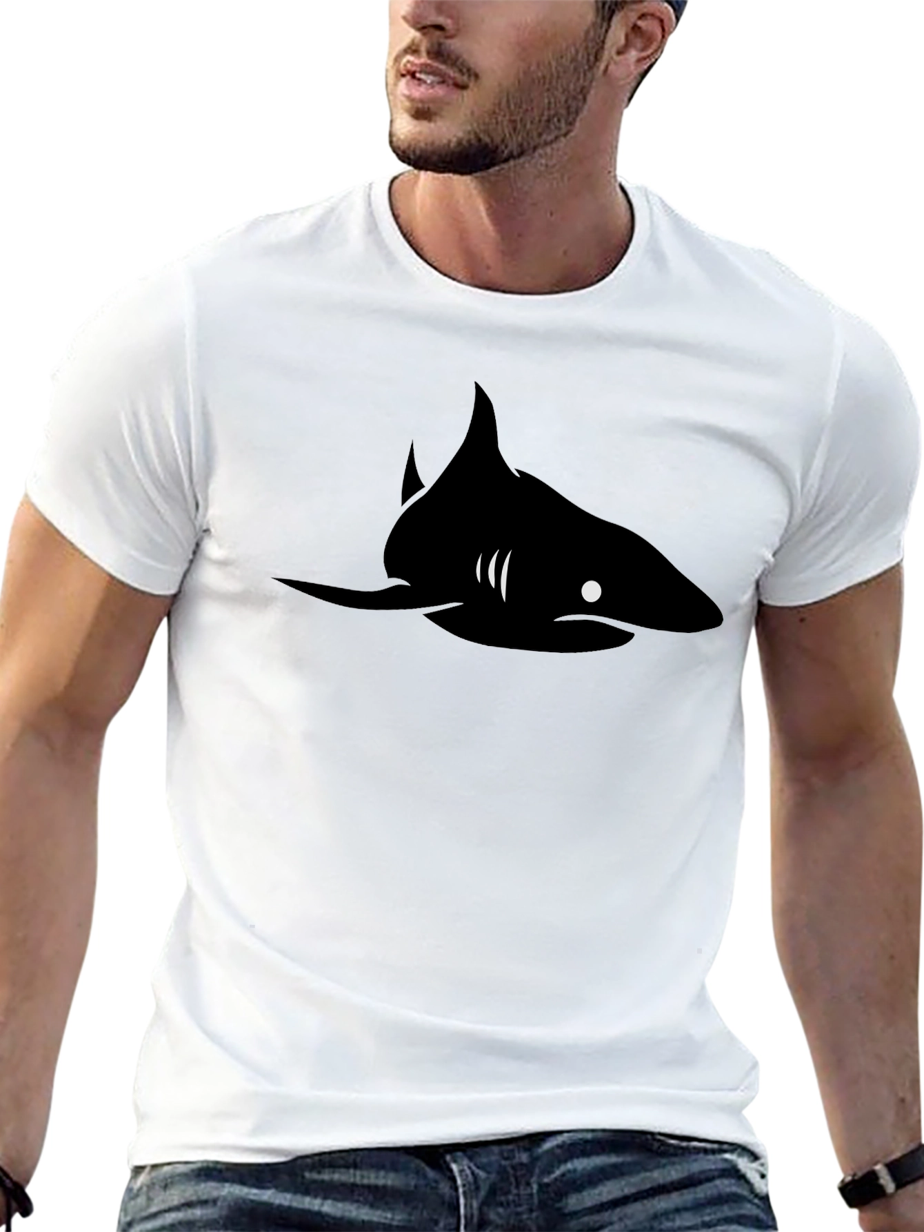 Mens Black Shark Graphic Tee - Cool & Casual