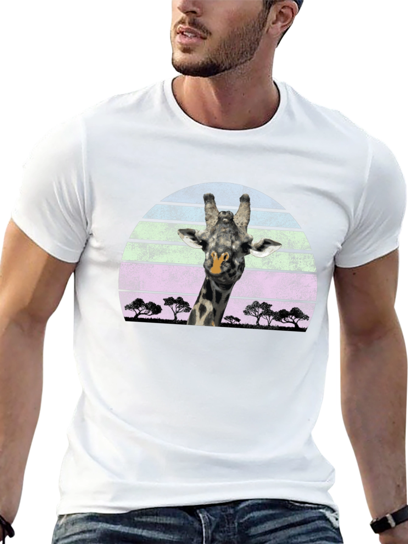 Giraffe Sunset Graphic Tee - Unique Design