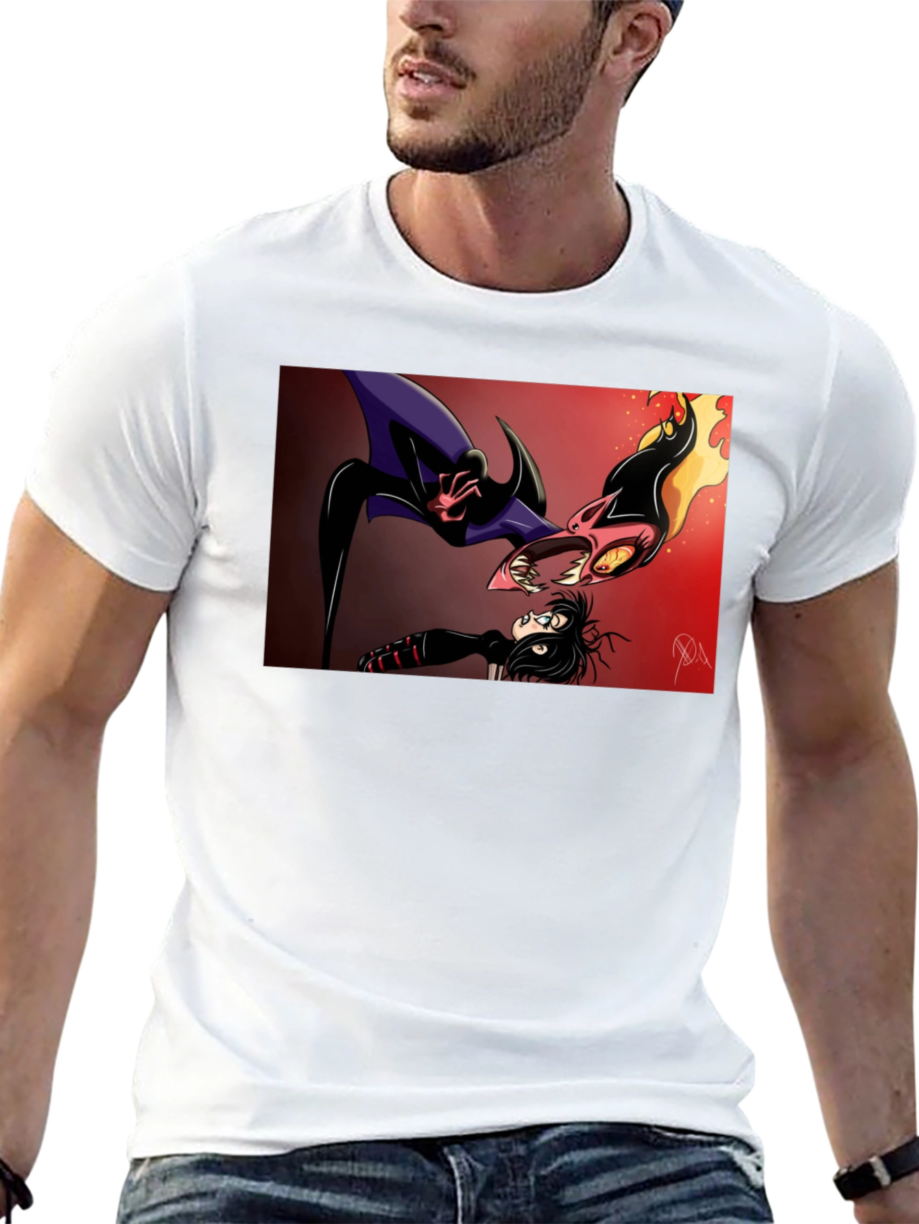 Cartoon Battle Graphic Tee - Black