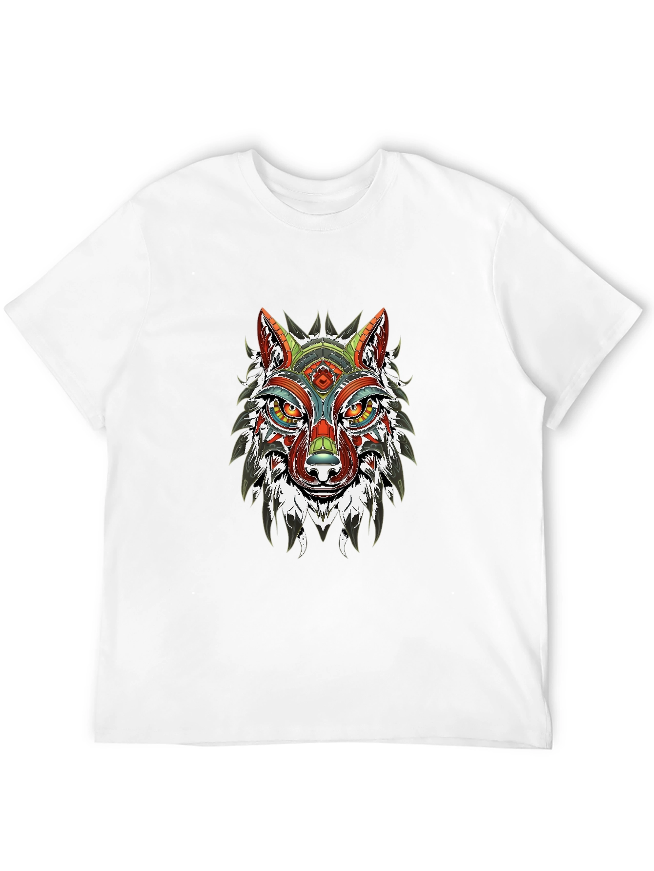 Aztec Wolf Graphic Black T-Shirt