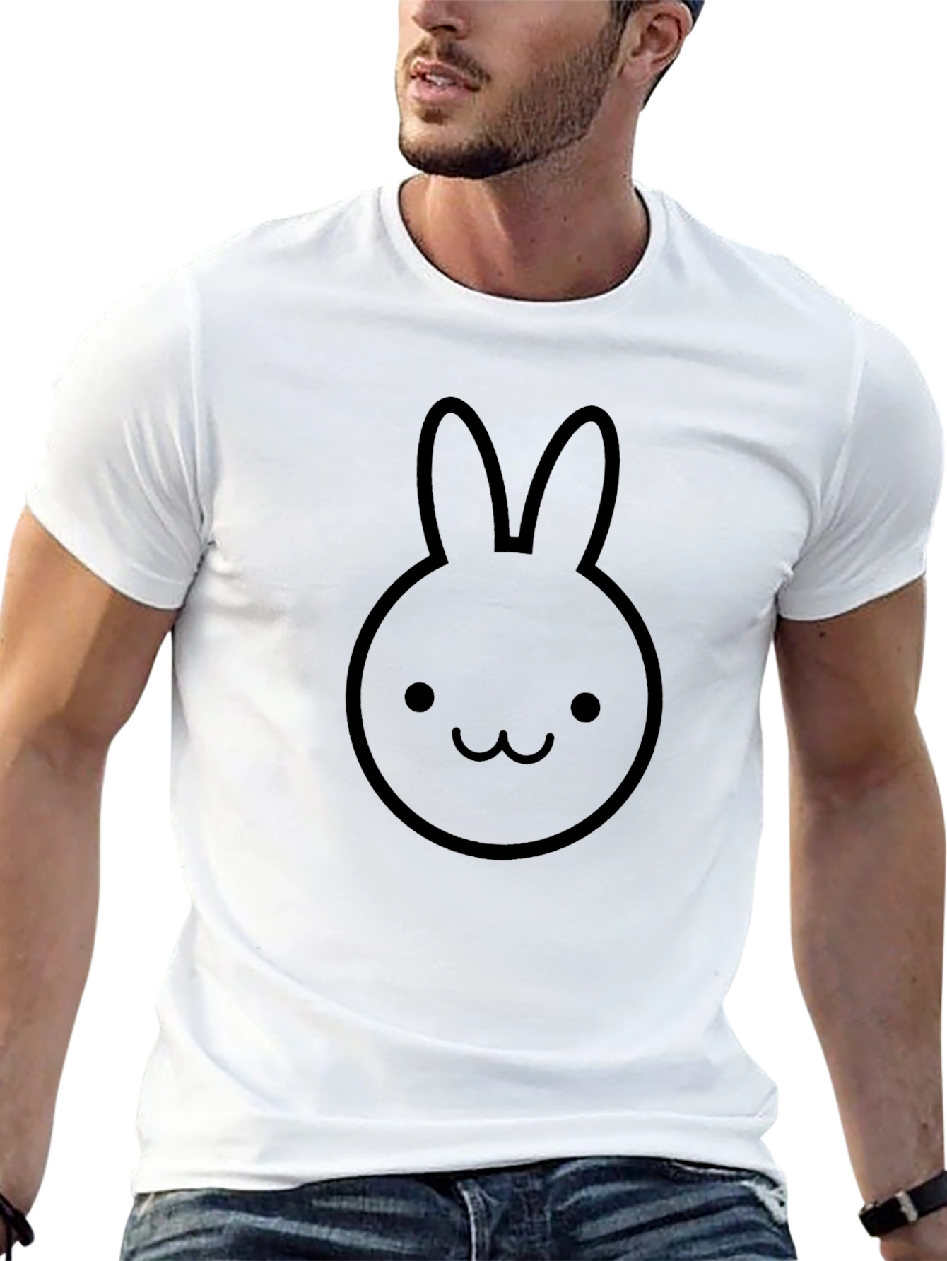 Bunny Graphic Tee - Cute Black Cotton T-Shirt