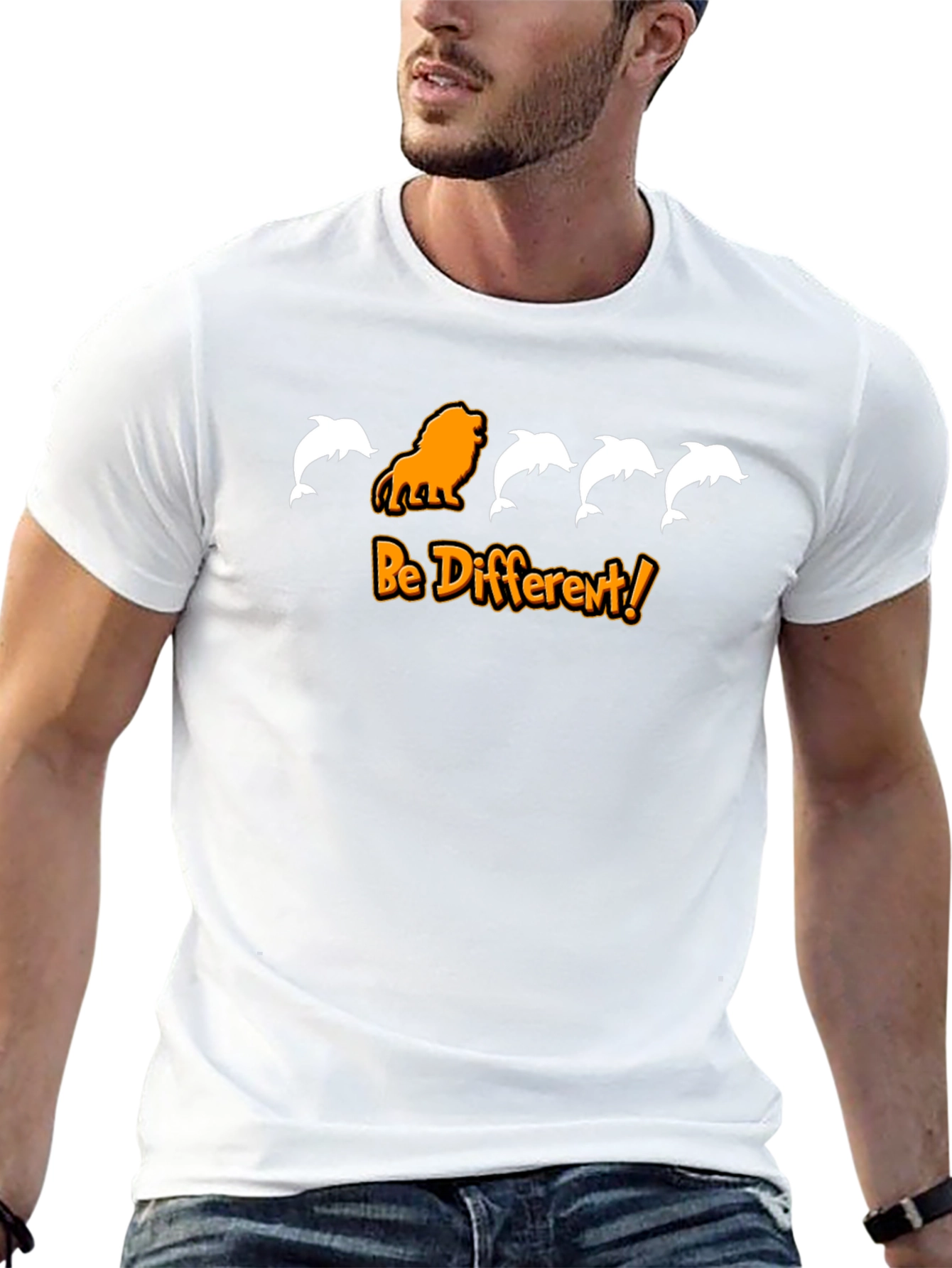Be Different Graphic Tee - Lion and Dolphins