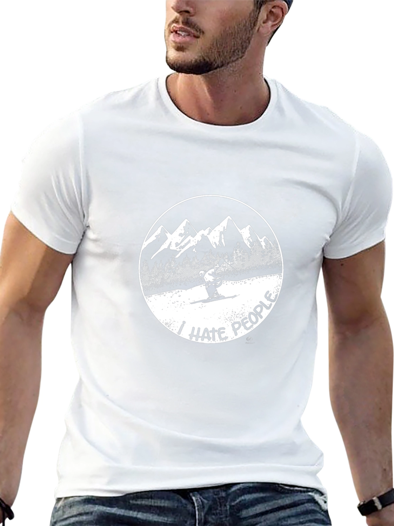 I Hate People Skiing Graphic Tee - Black