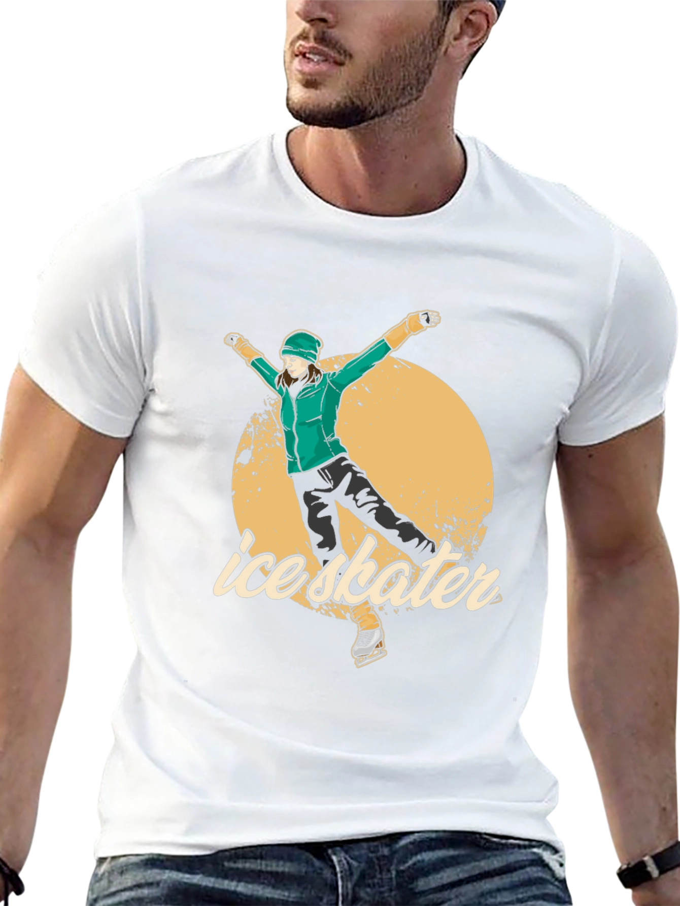 Ice Skater Graphic Tee - Black Cotton T-Shirt