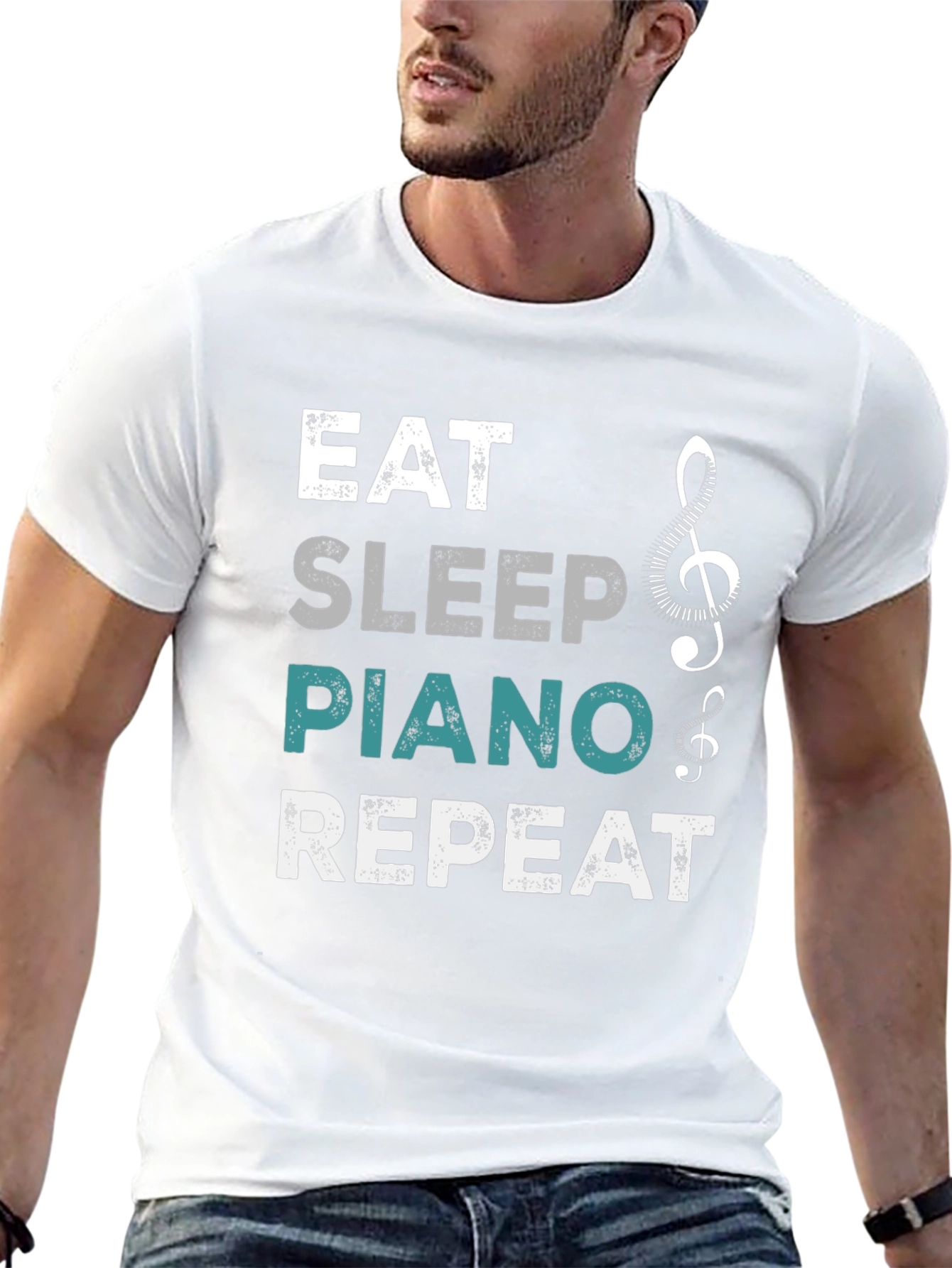Eat Sleep Piano Repeat Black T-Shirt