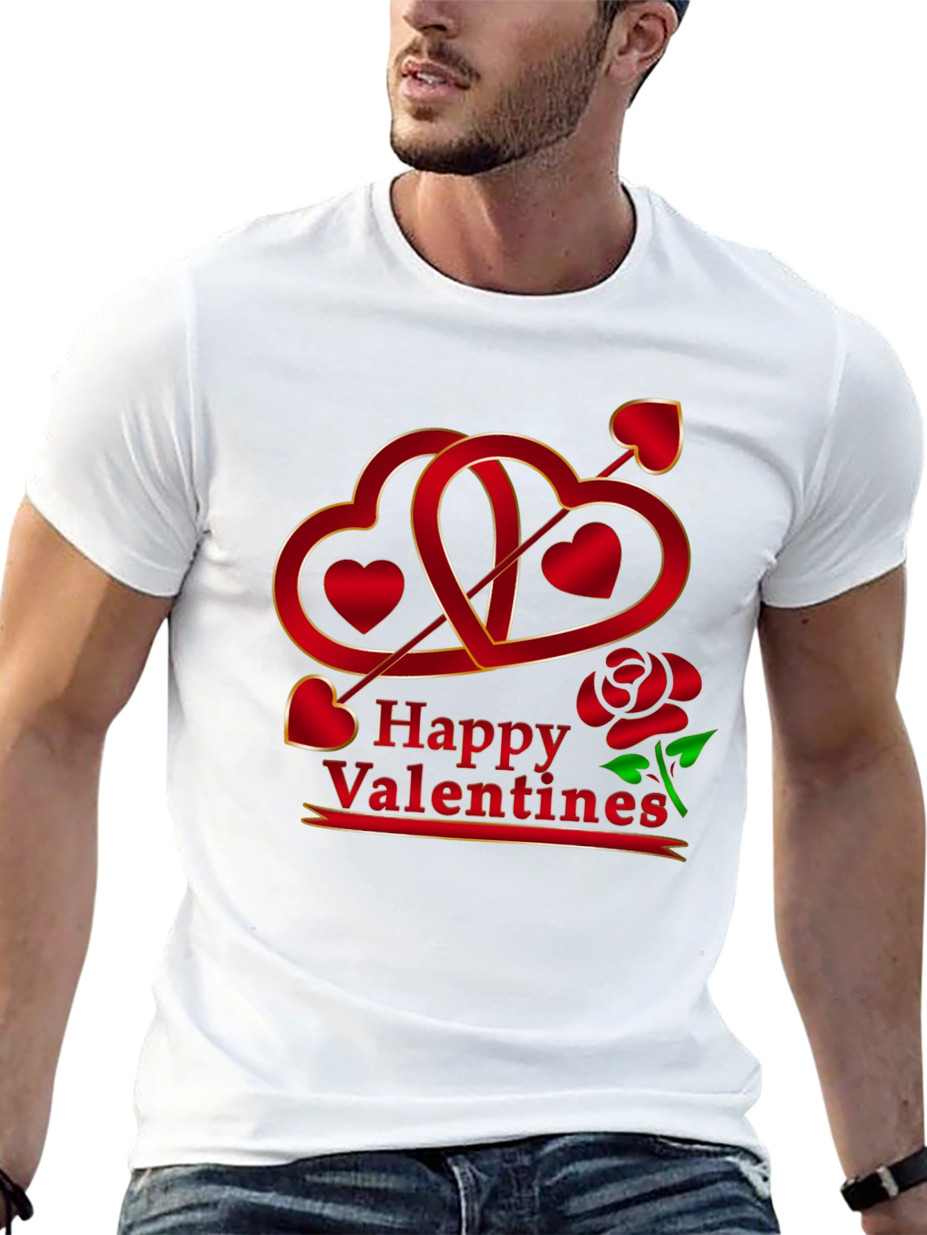 Happy Valentines Graphic Tee - Heart Arrow Rose