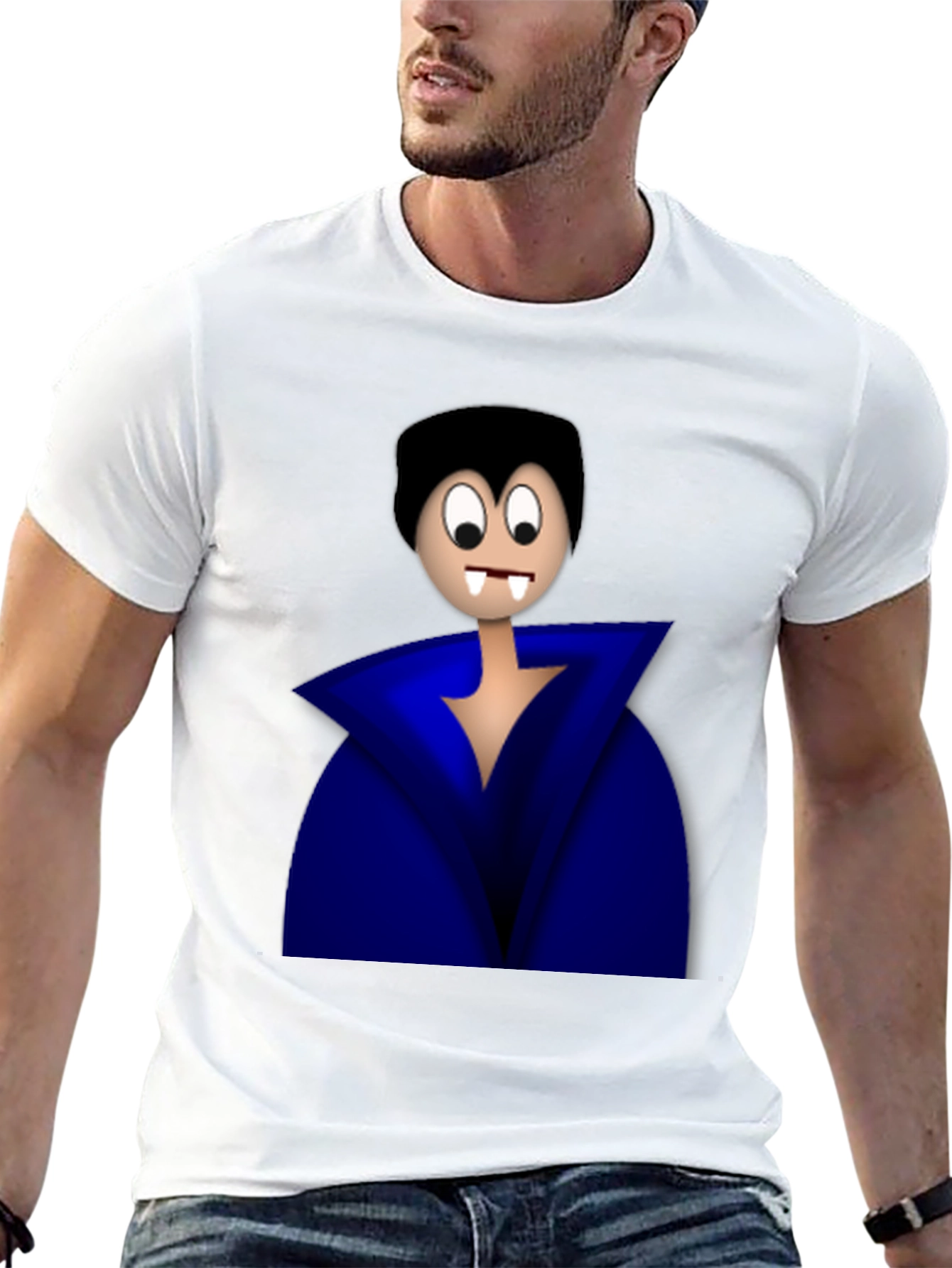 Cartoon Vampire Graphic Tee - Black