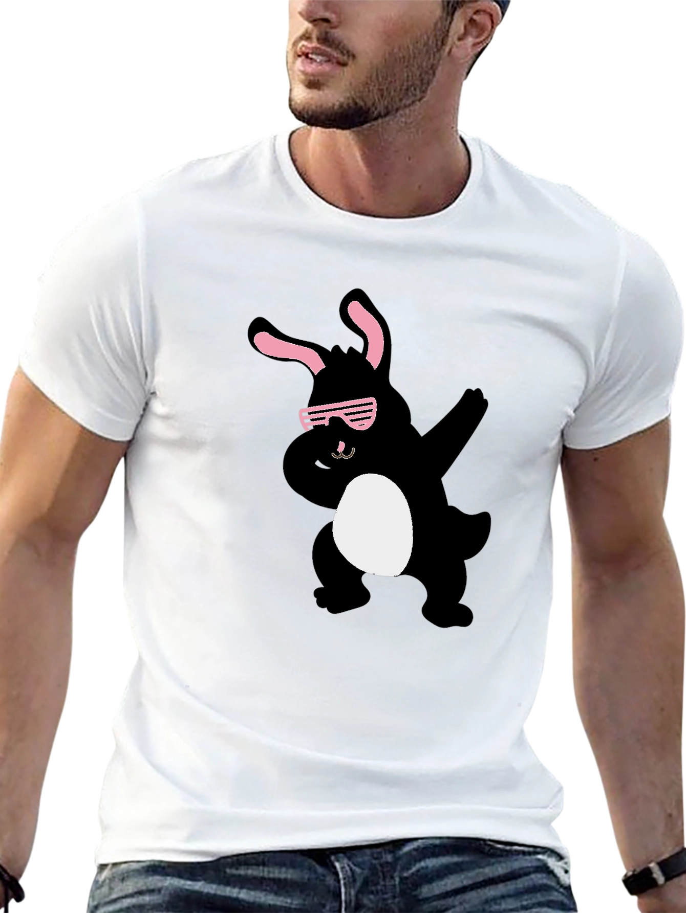 Cool Bunny Dab T-Shirt - Black Cotton Tee