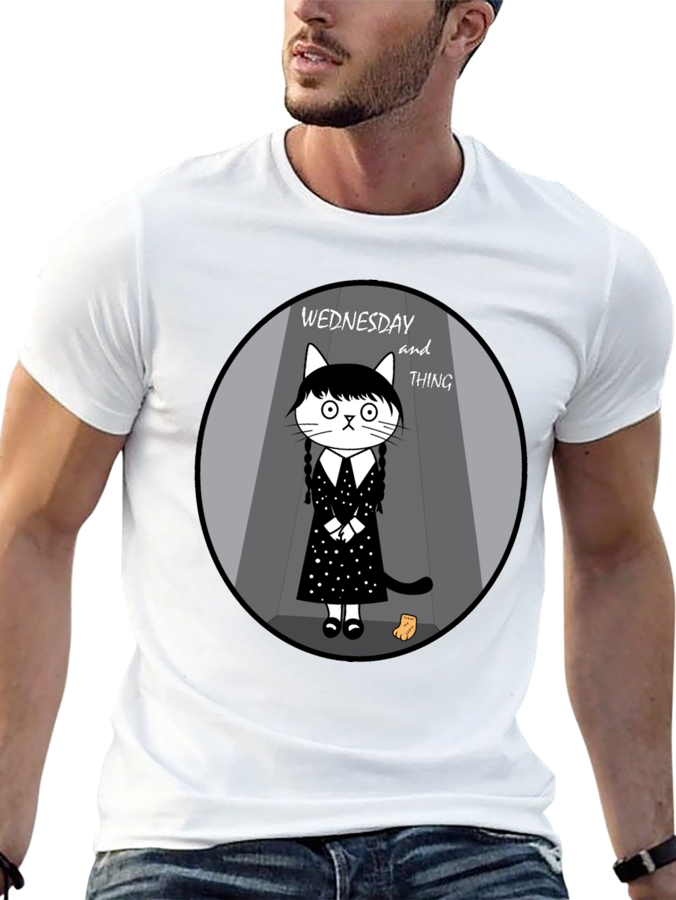 Wednesday and Thing Cat T-Shirt
