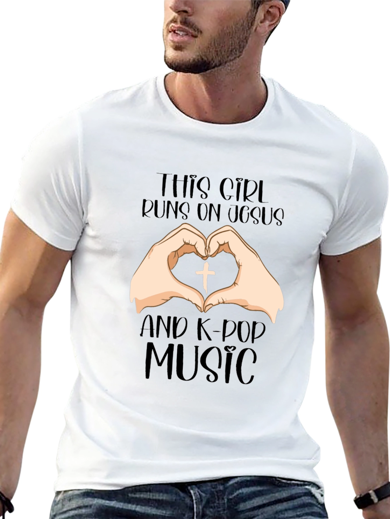 Girl Runs on Jesus & K-Pop Music T-Shirt
