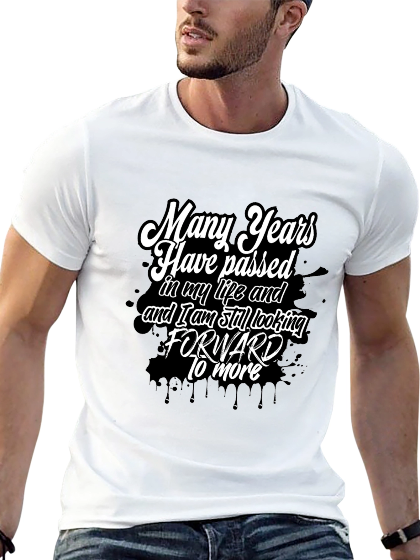 Motivational Black T-Shirt - Many Years Passed Design