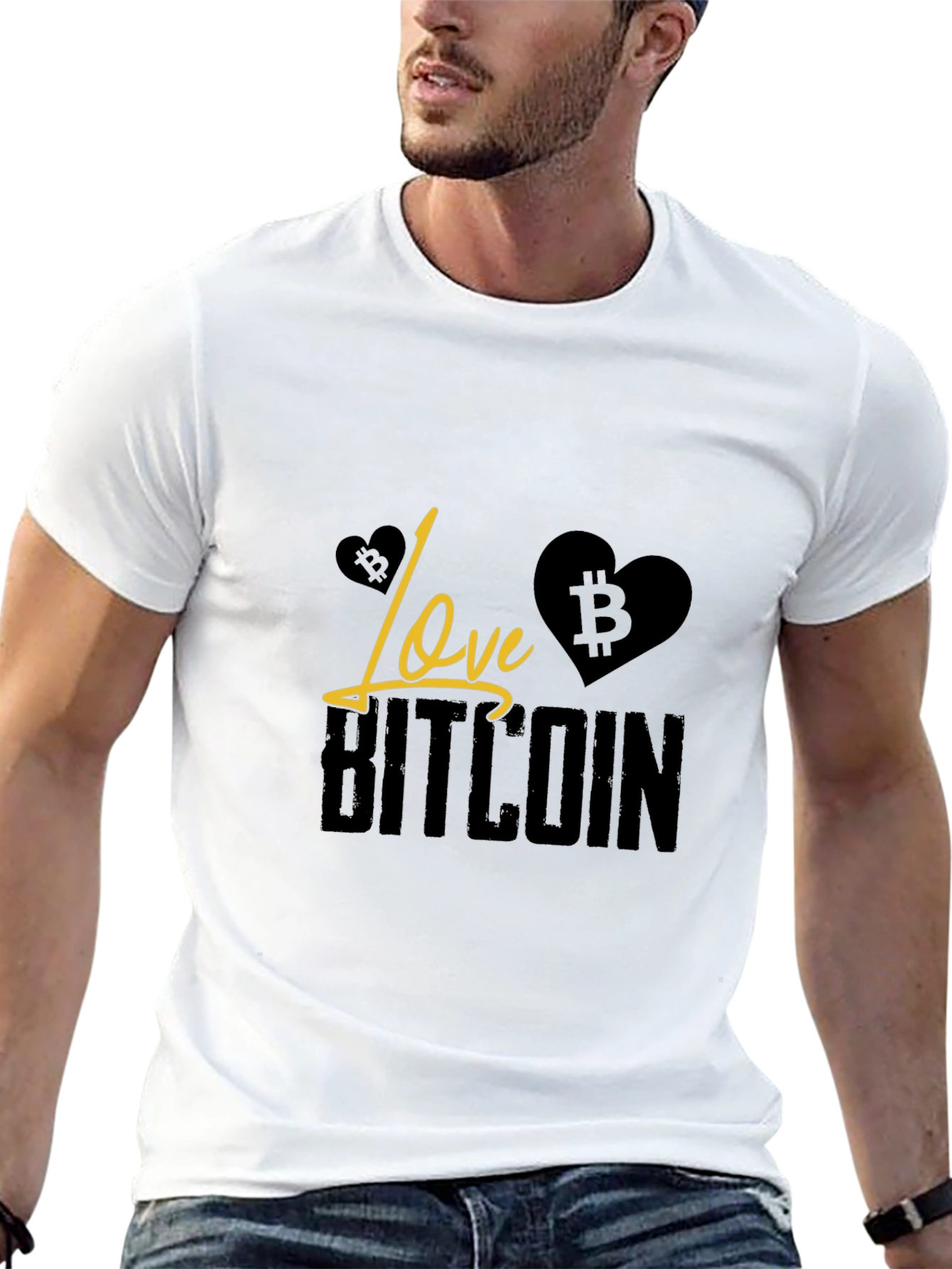 Love Bitcoin Black T-Shirt Crypto Currency Tee