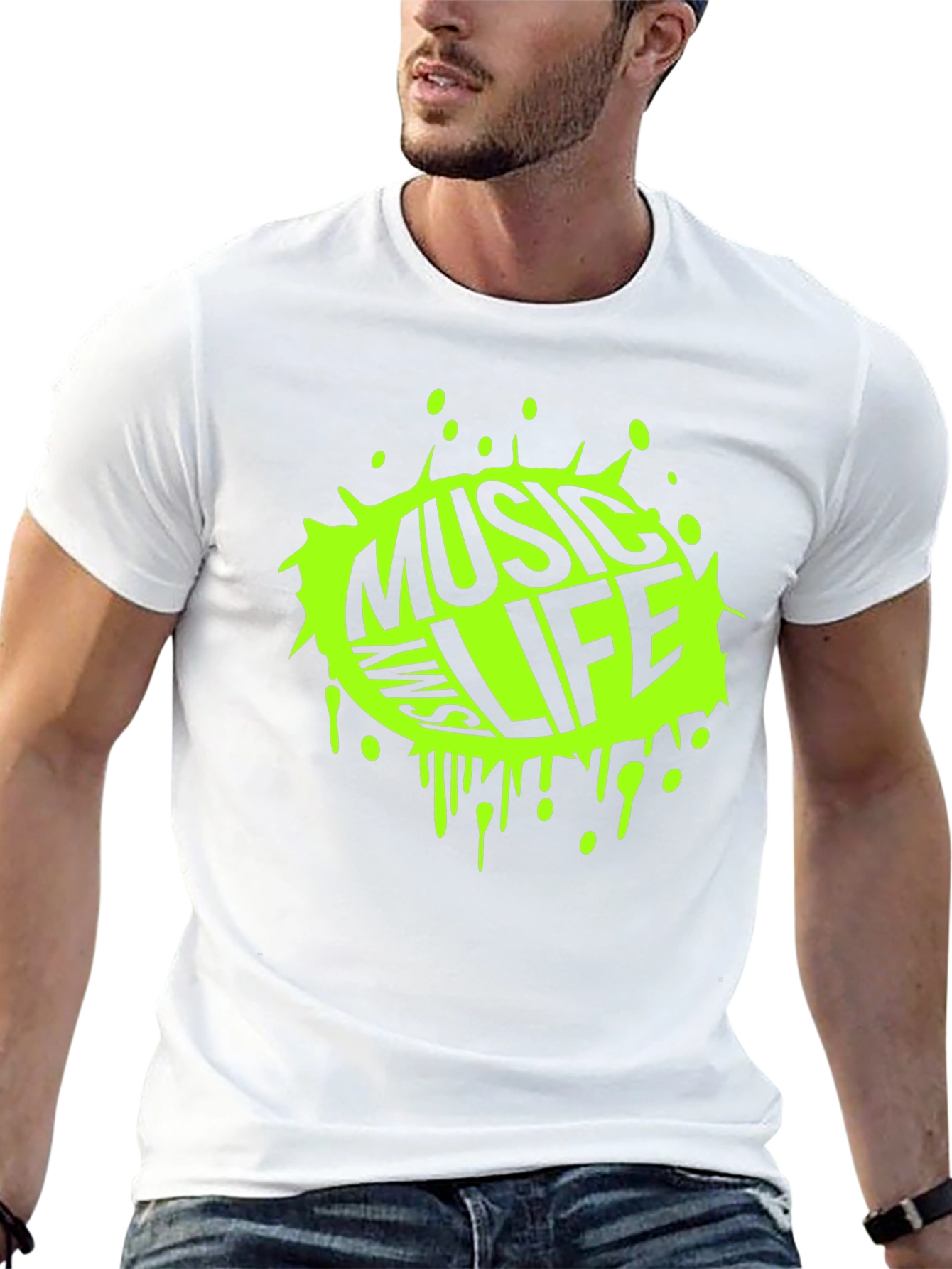 Music is Life Black Graphic T-Shirt