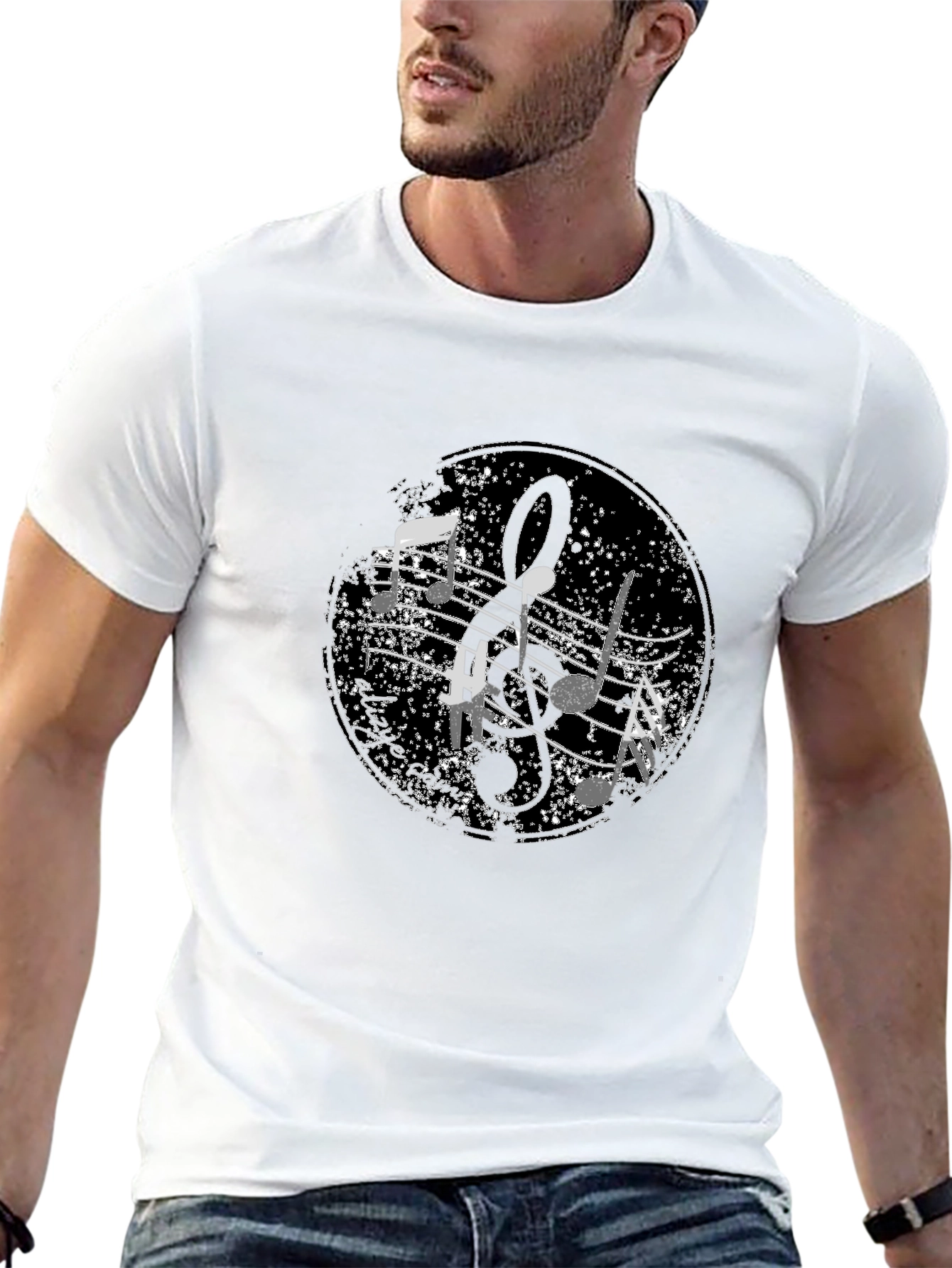 Musical Note Graphic Black T-Shirt