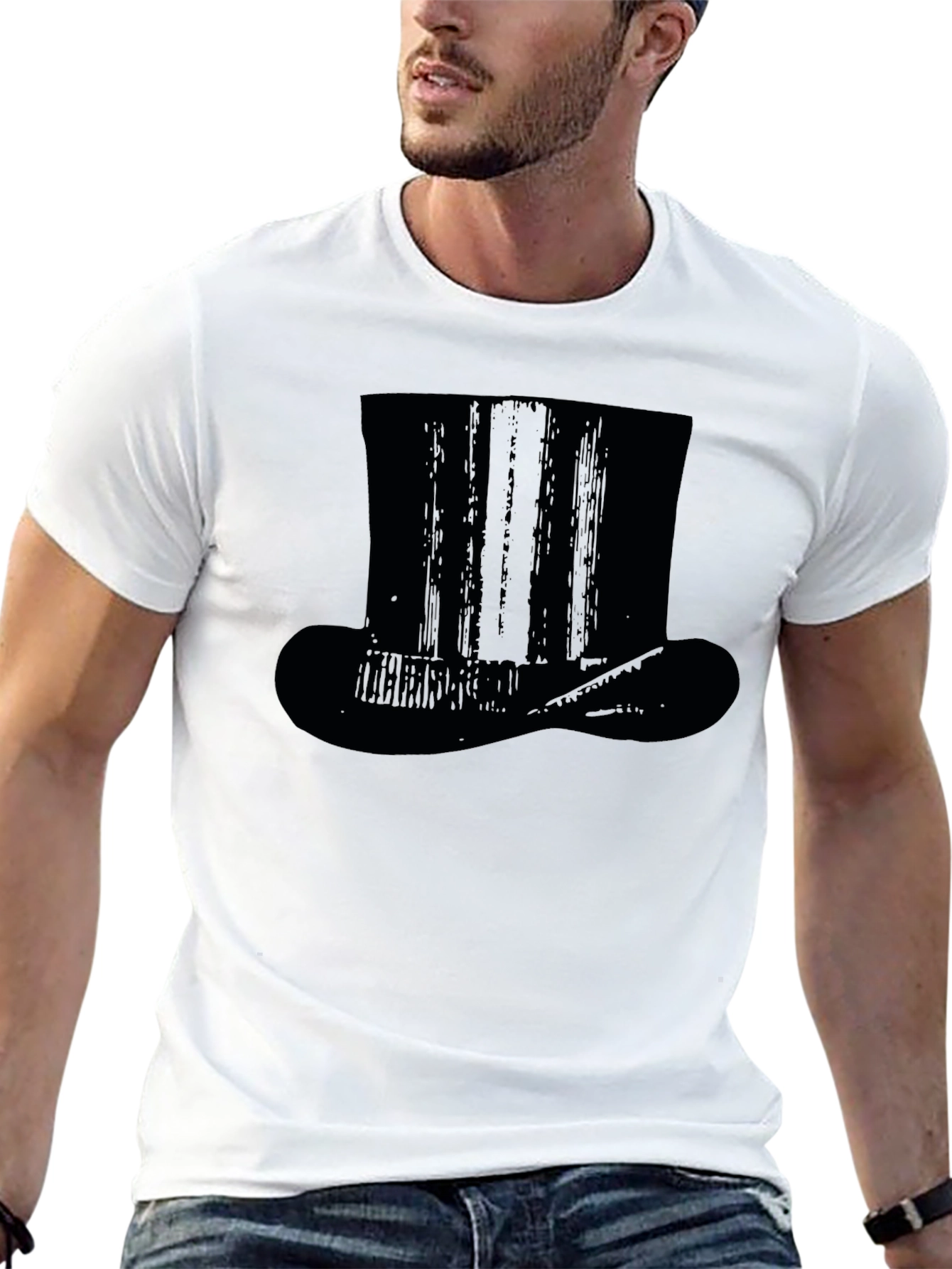 Classic Black Top Hat Graphic T-Shirt