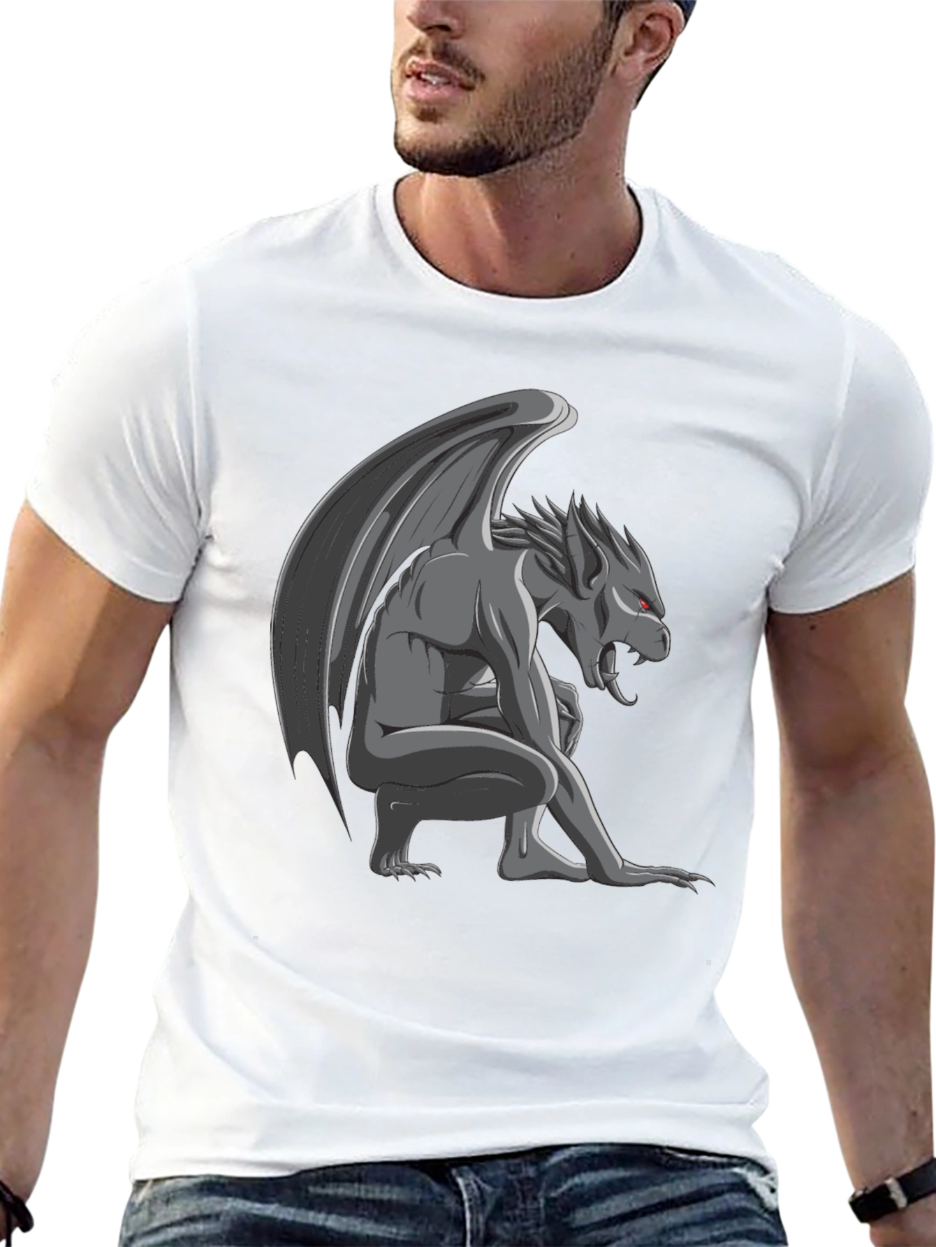 Gargoyle Graphic Tee - Black Cotton T-Shirt