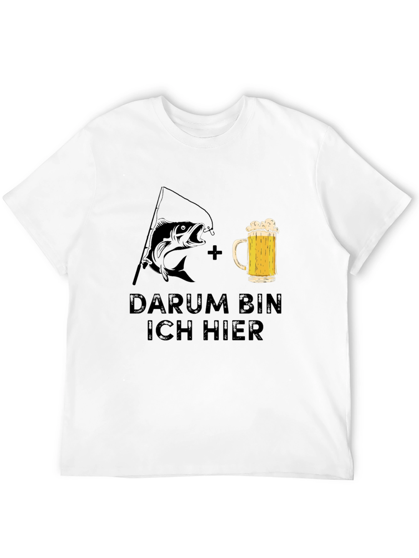 Fishing & Beer T-Shirt - Darum Bin Ich Hier