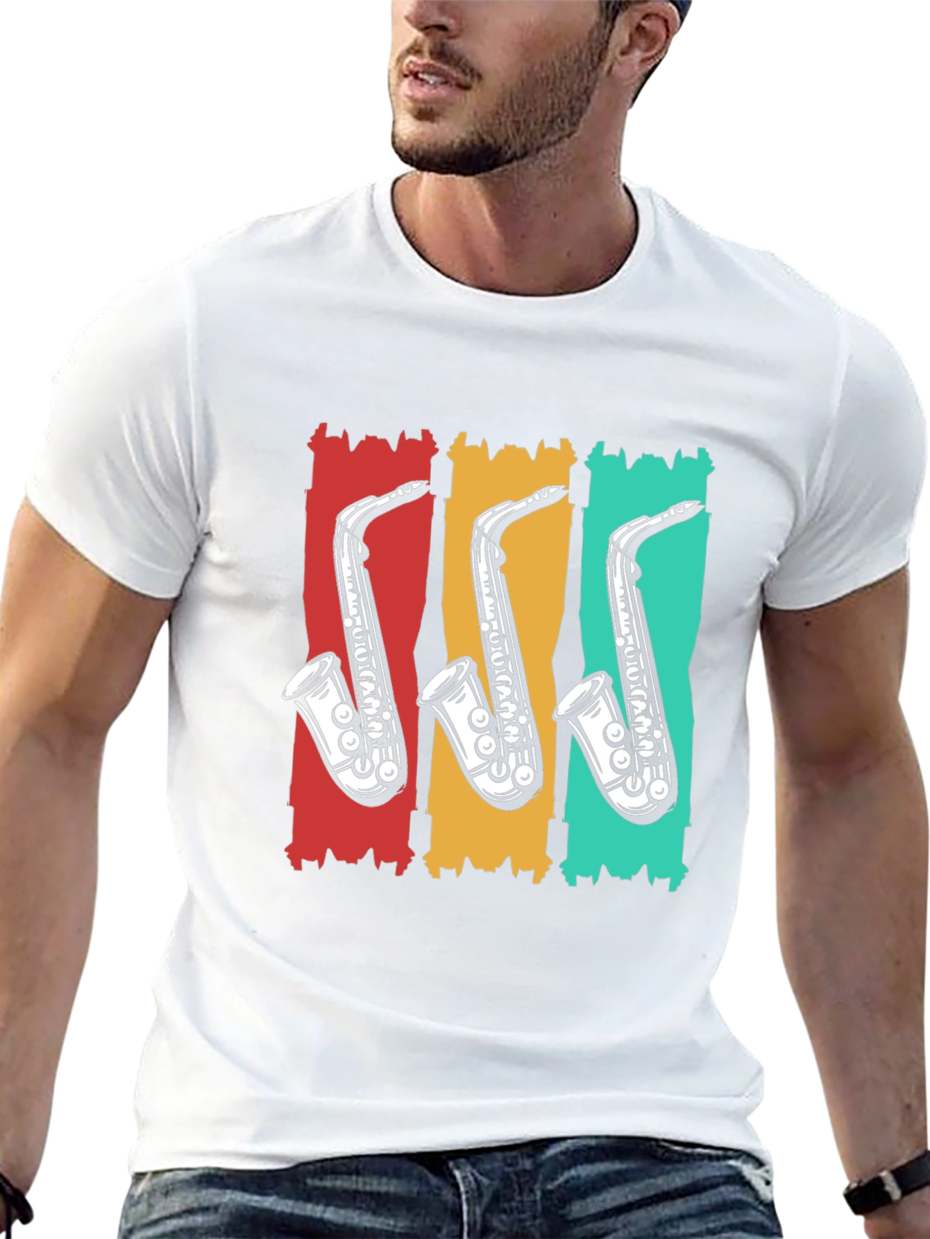 Retro Saxophone T-Shirt - Cool Music Tee