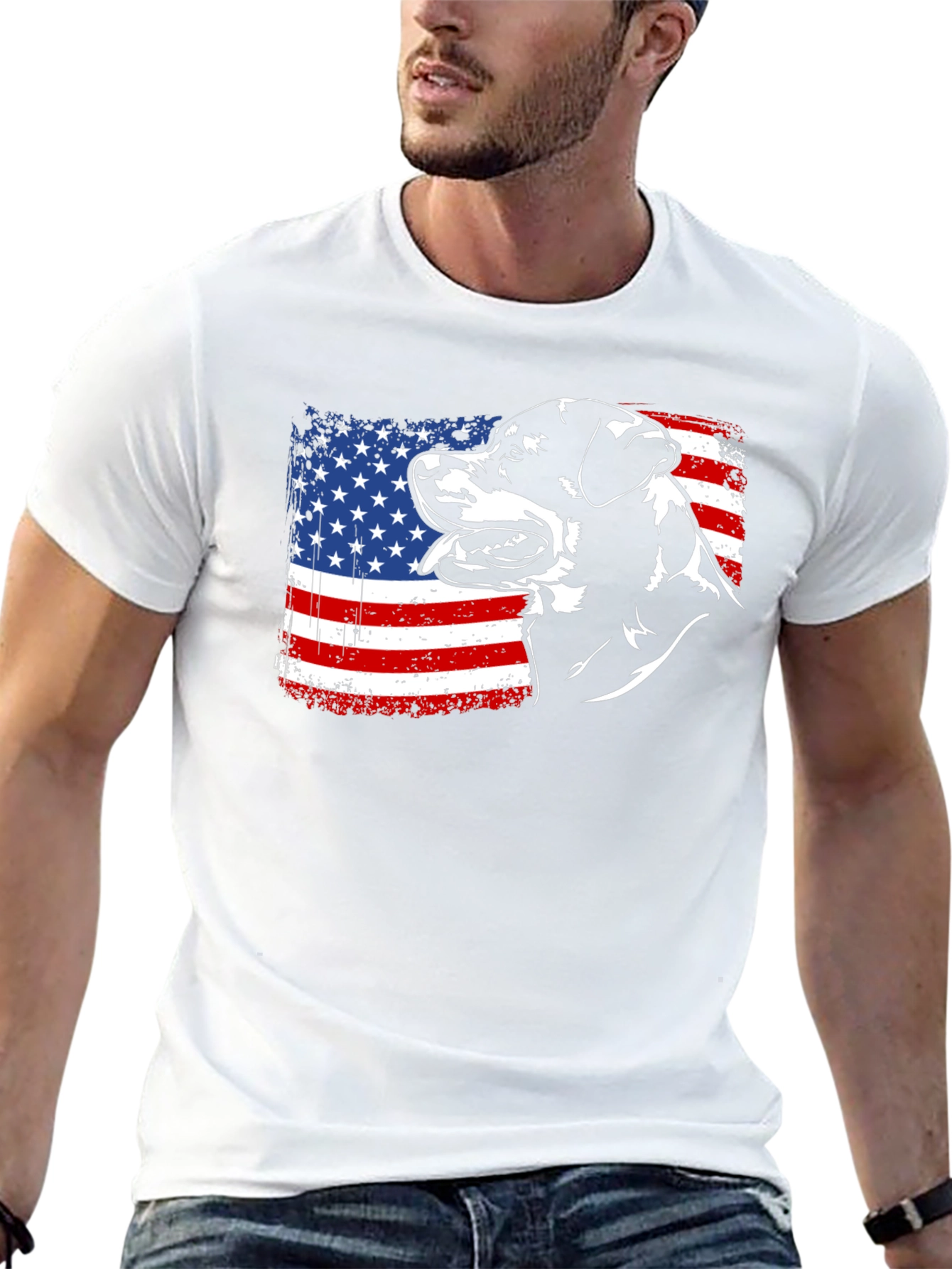 American Rottweiler T-Shirt - Patriotic Dog Tee