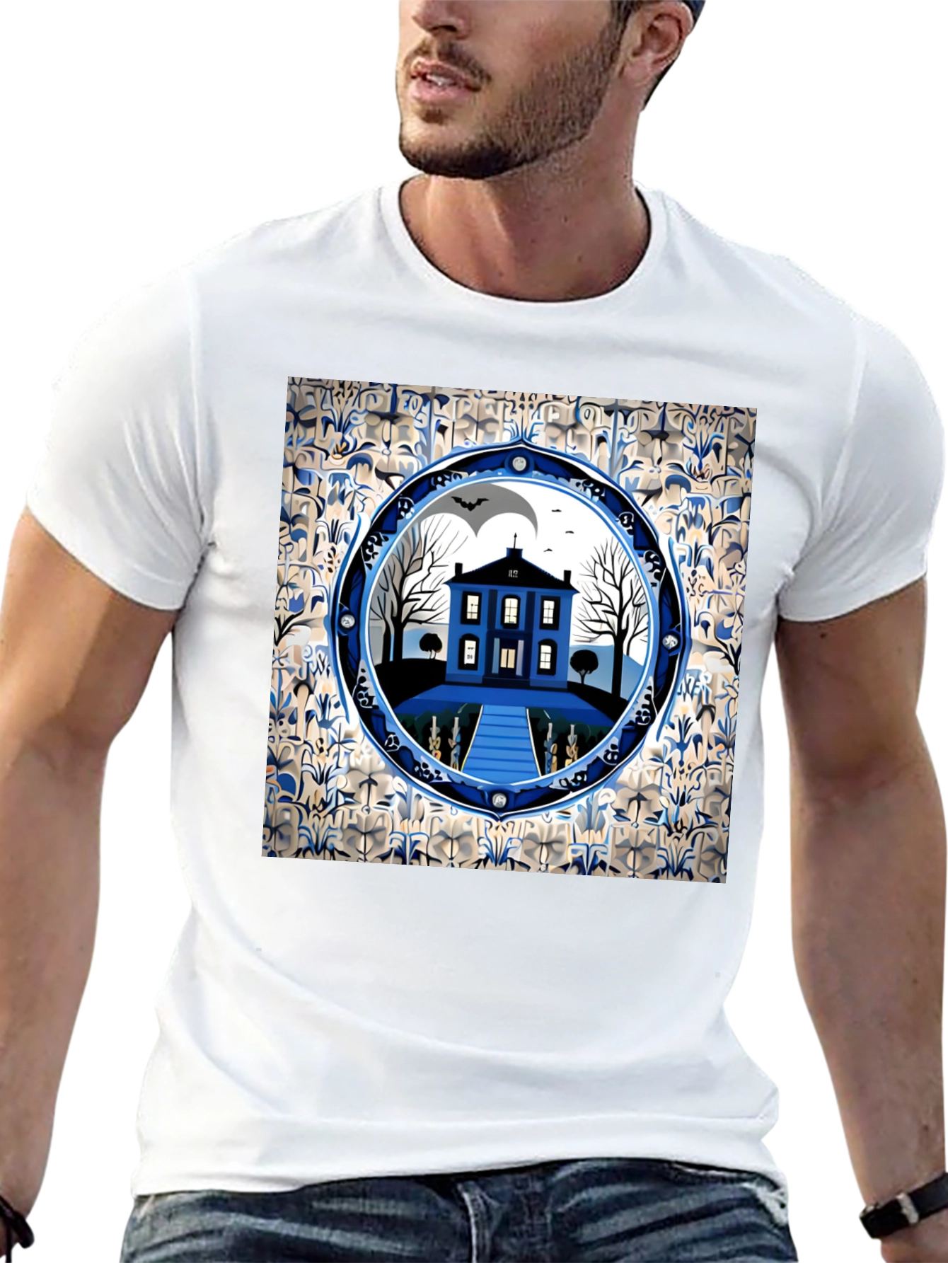Spooky Haunted House Graphic Tee - Halloween Apparel