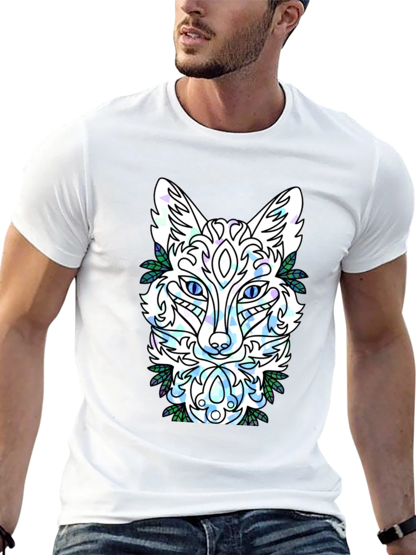 Abstract Fox Graphic Tee - Mens Black T-Shirt