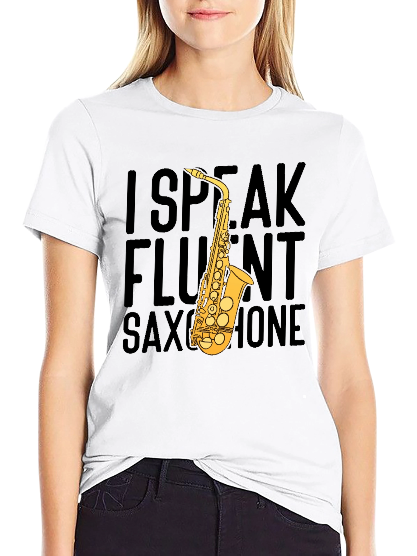 I Speak Fluent Saxophone Black T-Shirt
