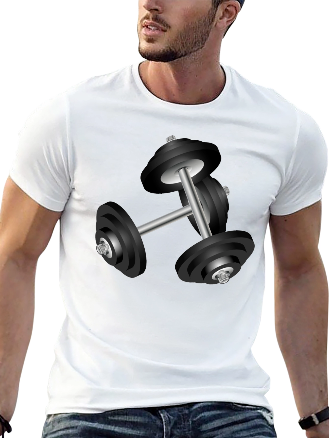 Workout Dumbbell Graphic T-Shirt - Black
