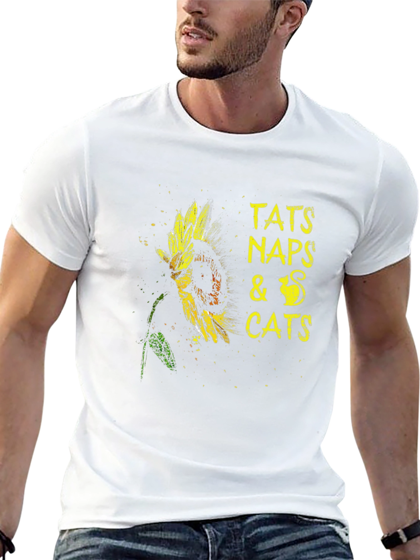 Tats Naps & Cats Sunflower Graphic T-Shirt