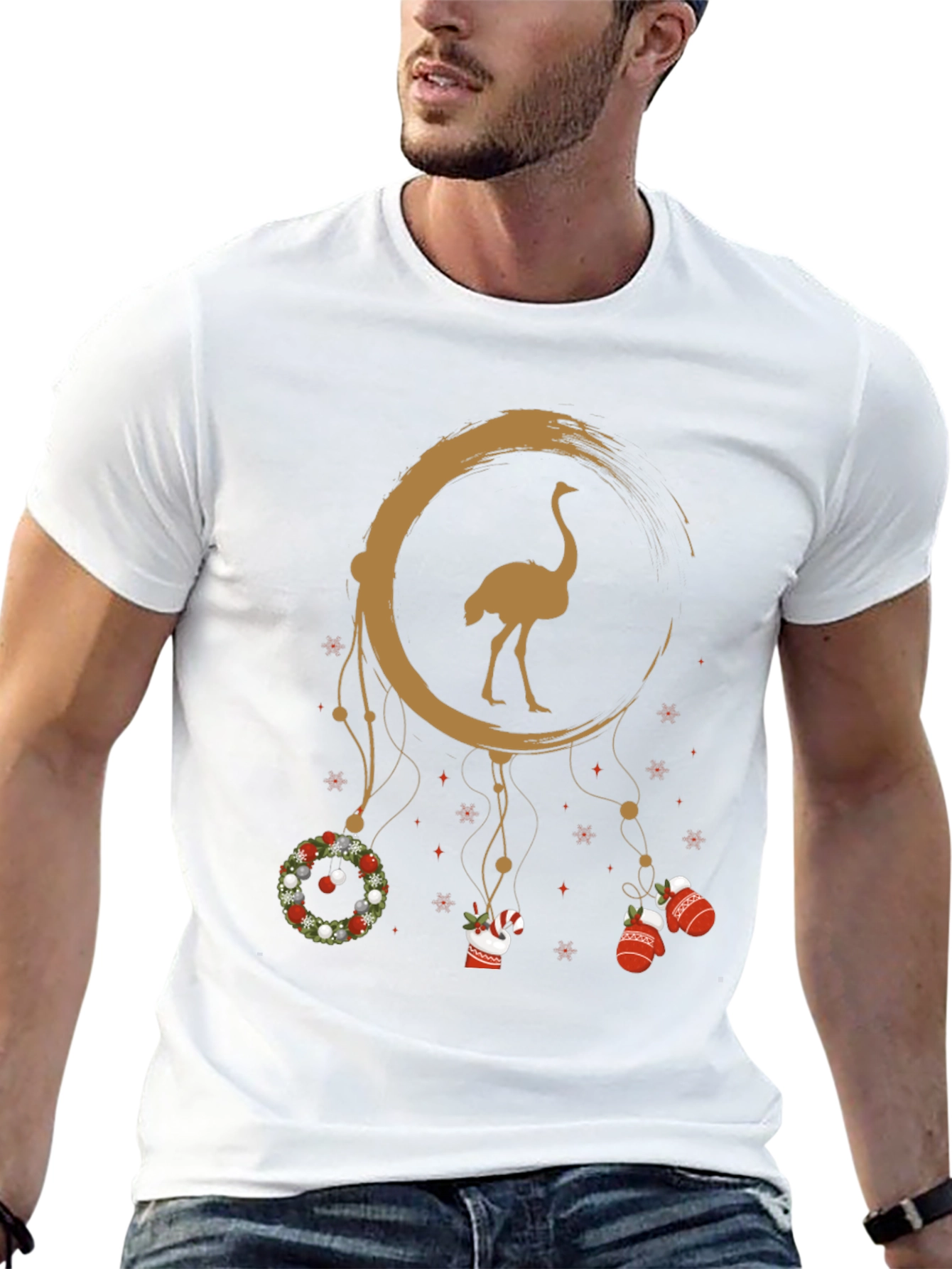 Ostrich Dreamcatcher Christmas Graphic Tee