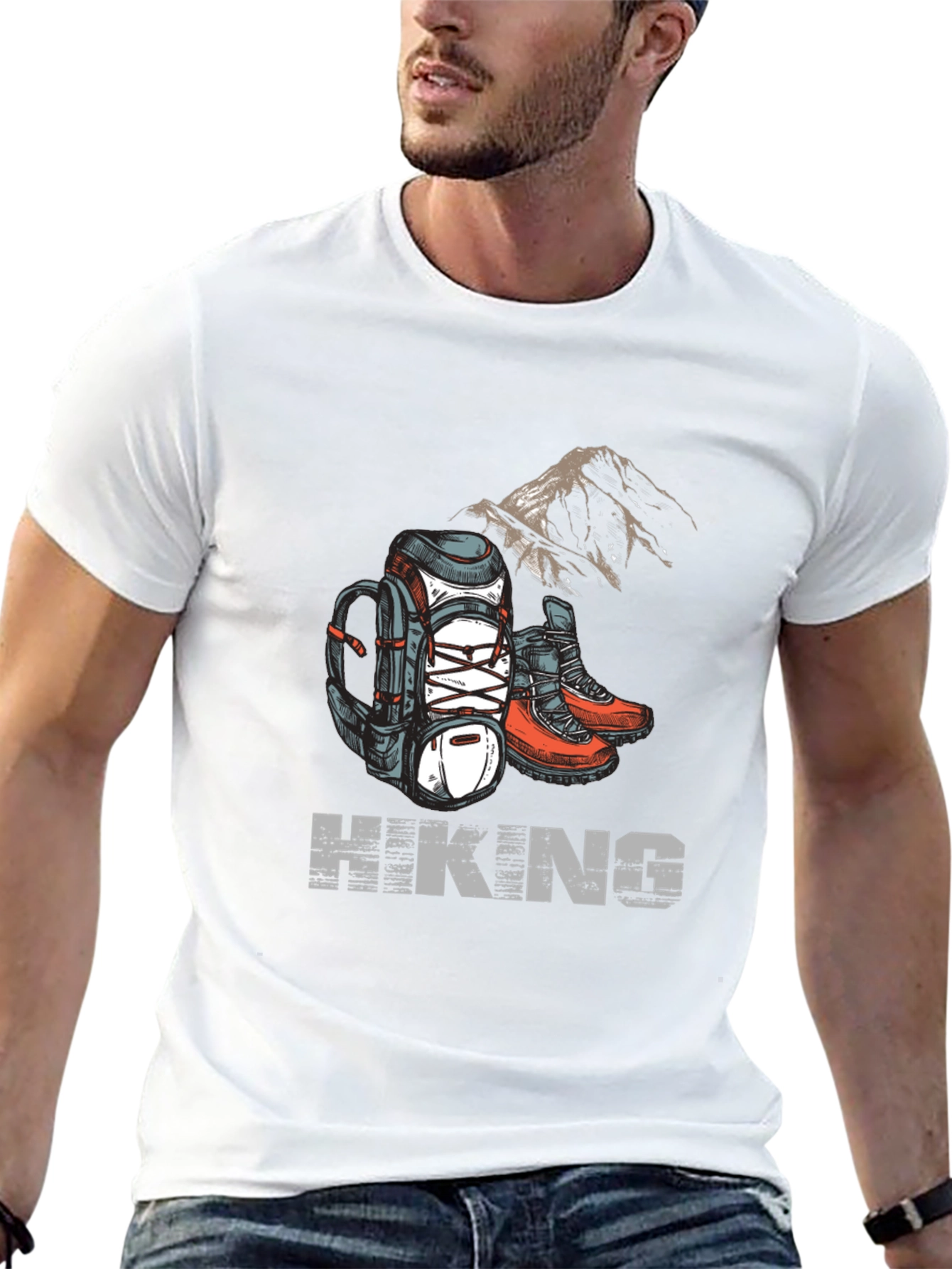 Hiking Adventure Graphic Tee - Black Cotton Shirt