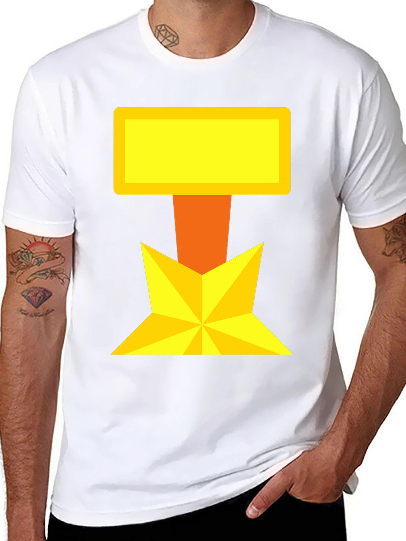 Bold Geometric Graphic Tee - Black Cotton Blend