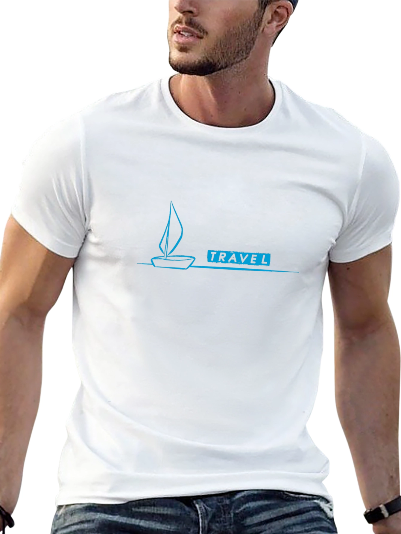 Travel Sailboat Graphic Tee - Black