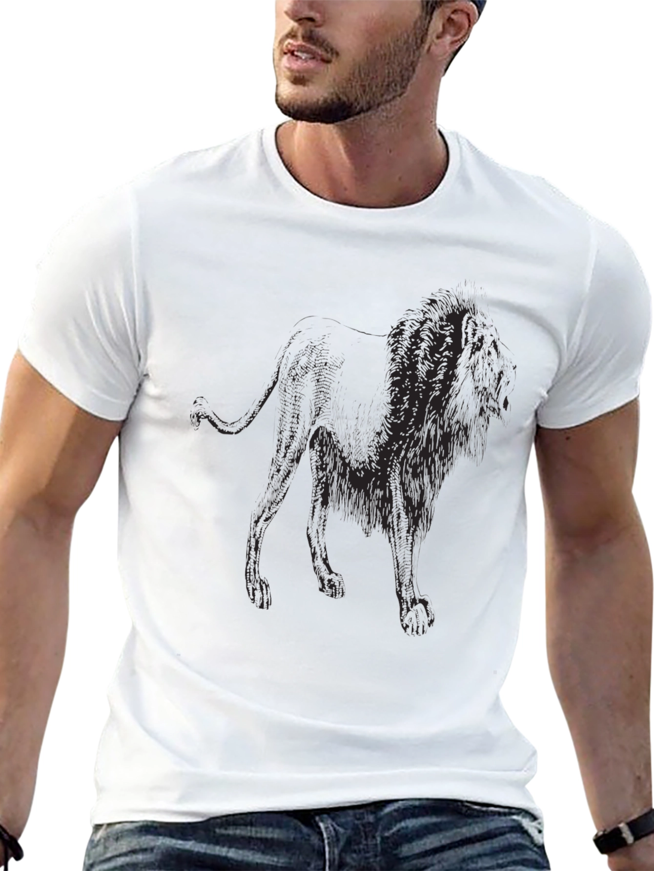 Lion Graphic Print Black T-Shirt