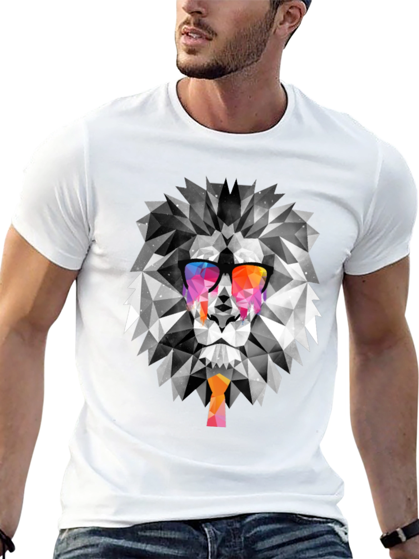 Geometric Lion Graphic Tee - Cool & Trendy